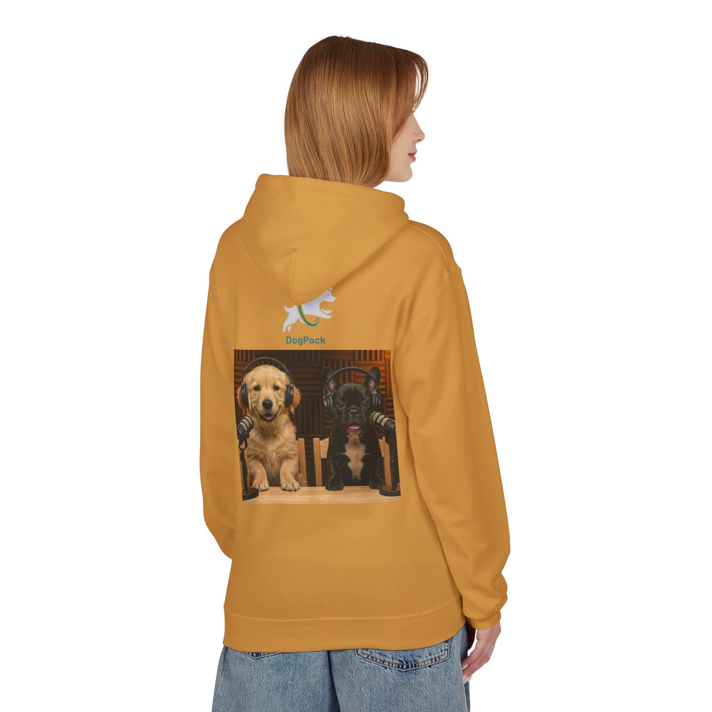 Puppies Goldie & Frenchie Front and Back Print - Soft Style Podcast Hoodie