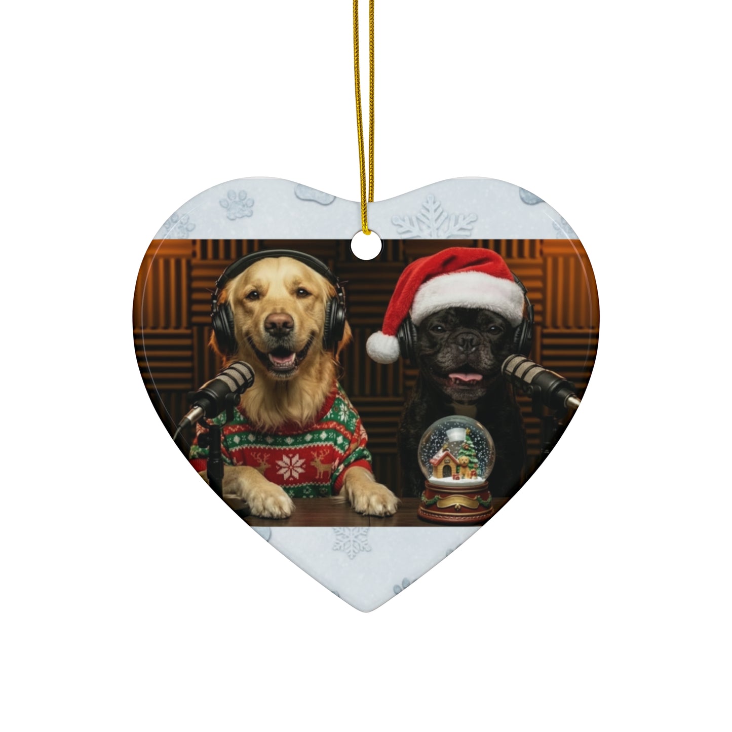 Goldie & Frenchie Christmas Ceramic Ornament