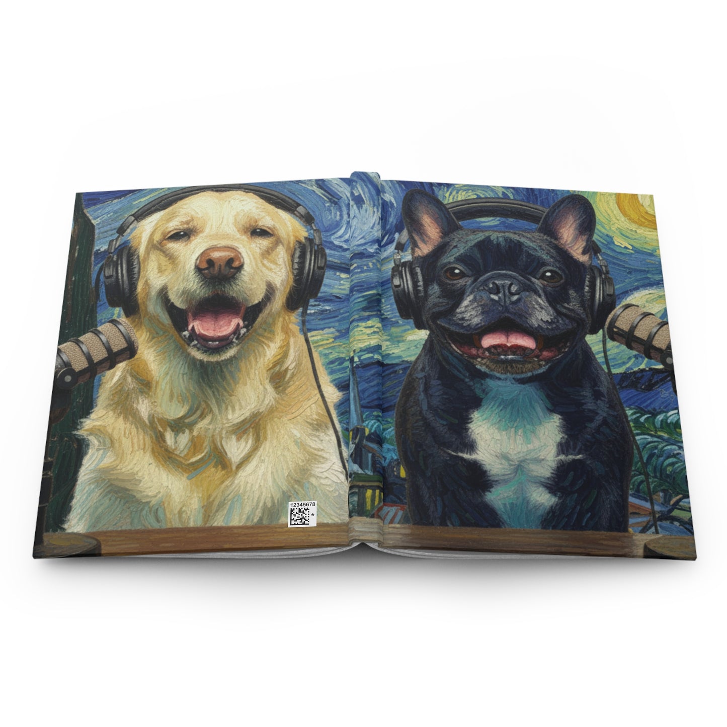 Goldie & Frenchie 'Starry Night' Hard-Cover, Perforated, Lined, Notebook