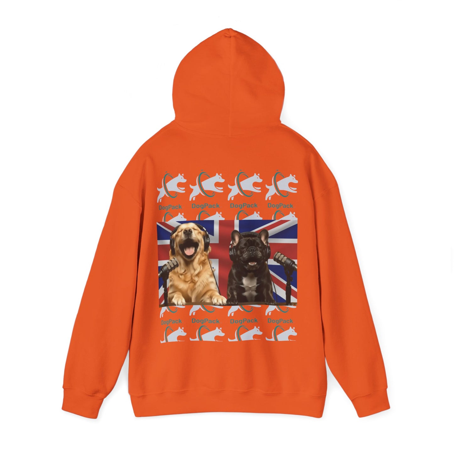Goldie & Frenchie Repeating Pattern with UK Flag Hoodie — Front & Back Print - Ships from United Kingdom