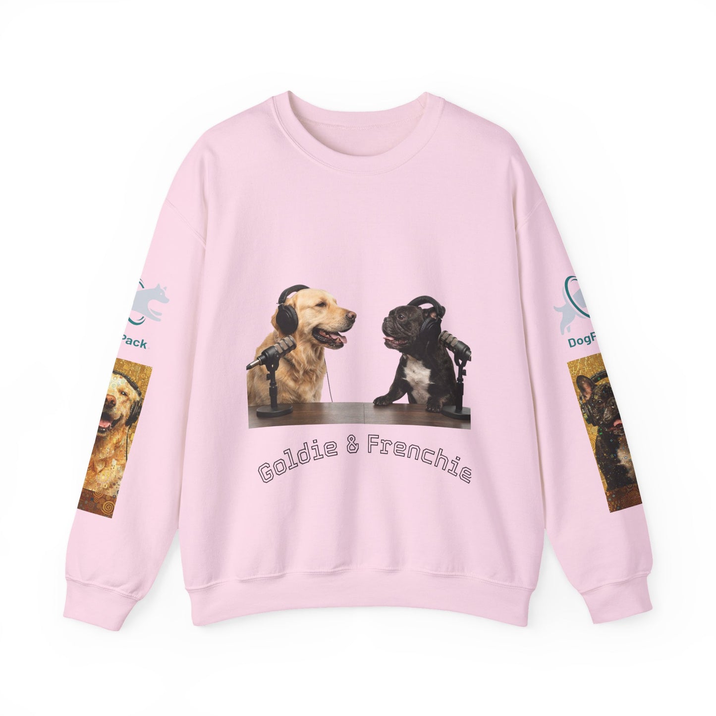 Goldie & Frenchie Chatting Crewneck with Klimt style G&F sleeves