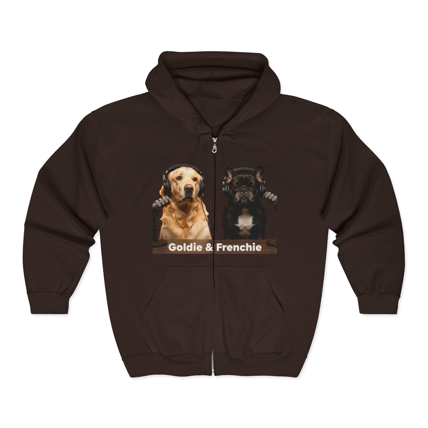 Goldie & Frenchie Podcast Full-Zip Hoodie - Front and Back - Ships from Australia + New Zealand