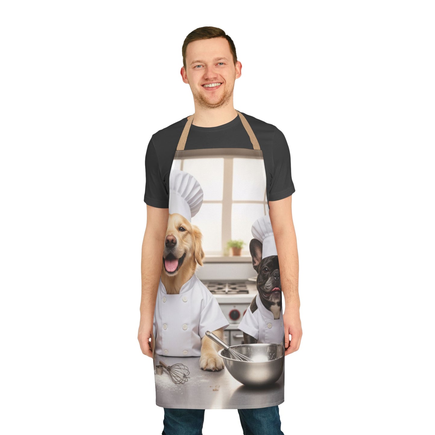 Goldie & Frenchie Chef Apron - Cute Kitchen Apron with The Dogs in Chef Hats