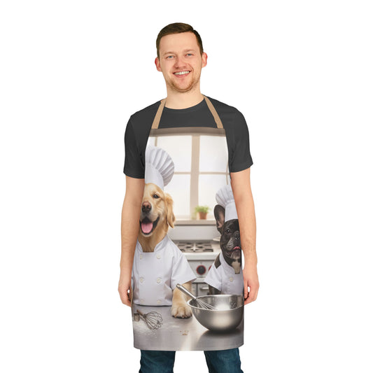 Goldie & Frenchie Chef Apron - Cute Kitchen Apron with The Dogs in Chef Hats