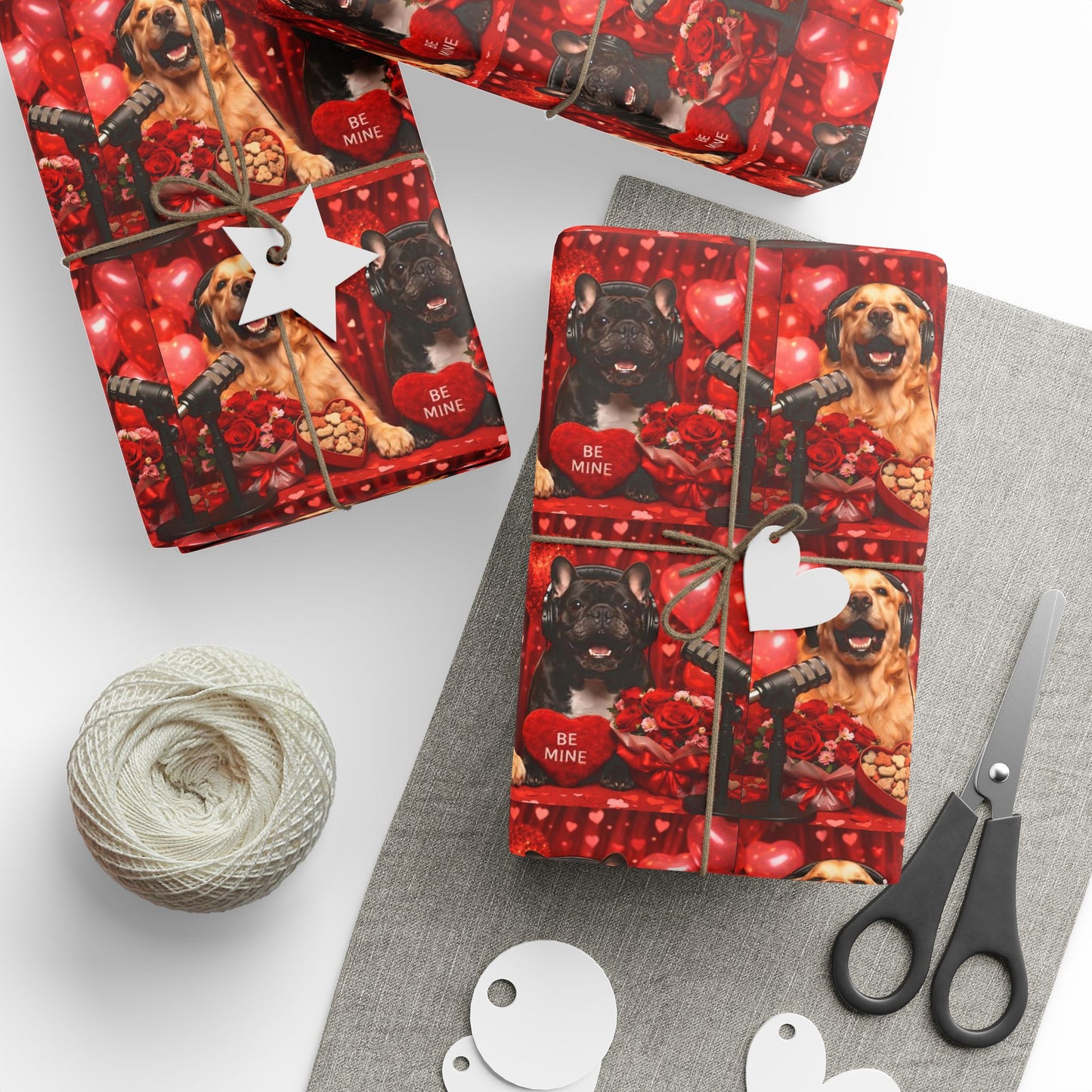 Goldie & Frenchie 'Be My Valentine' Wrapping Paper Roll — Dog Podcast Inspired Gift Wrap