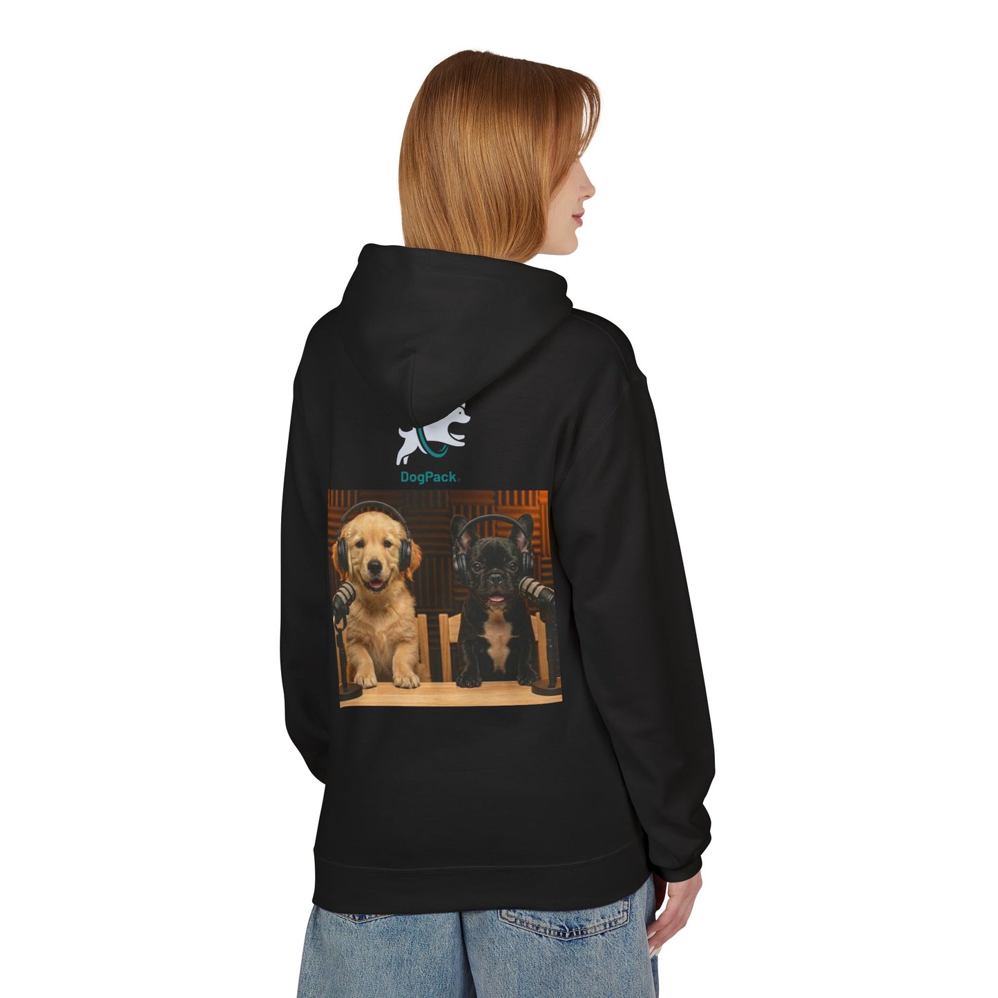 Puppies Goldie & Frenchie Front and Back Print - Soft Style Podcast Hoodie