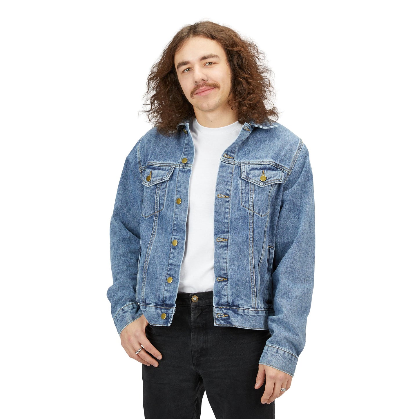 Goldie & Frenchie Denim Jacket — Rock n' Roll Back Print of the Dynamic Duo