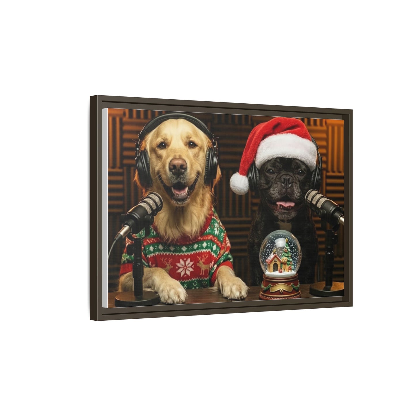 Goldie & Frenchie Christmas Podcast Matte Canvas Print (Framed)