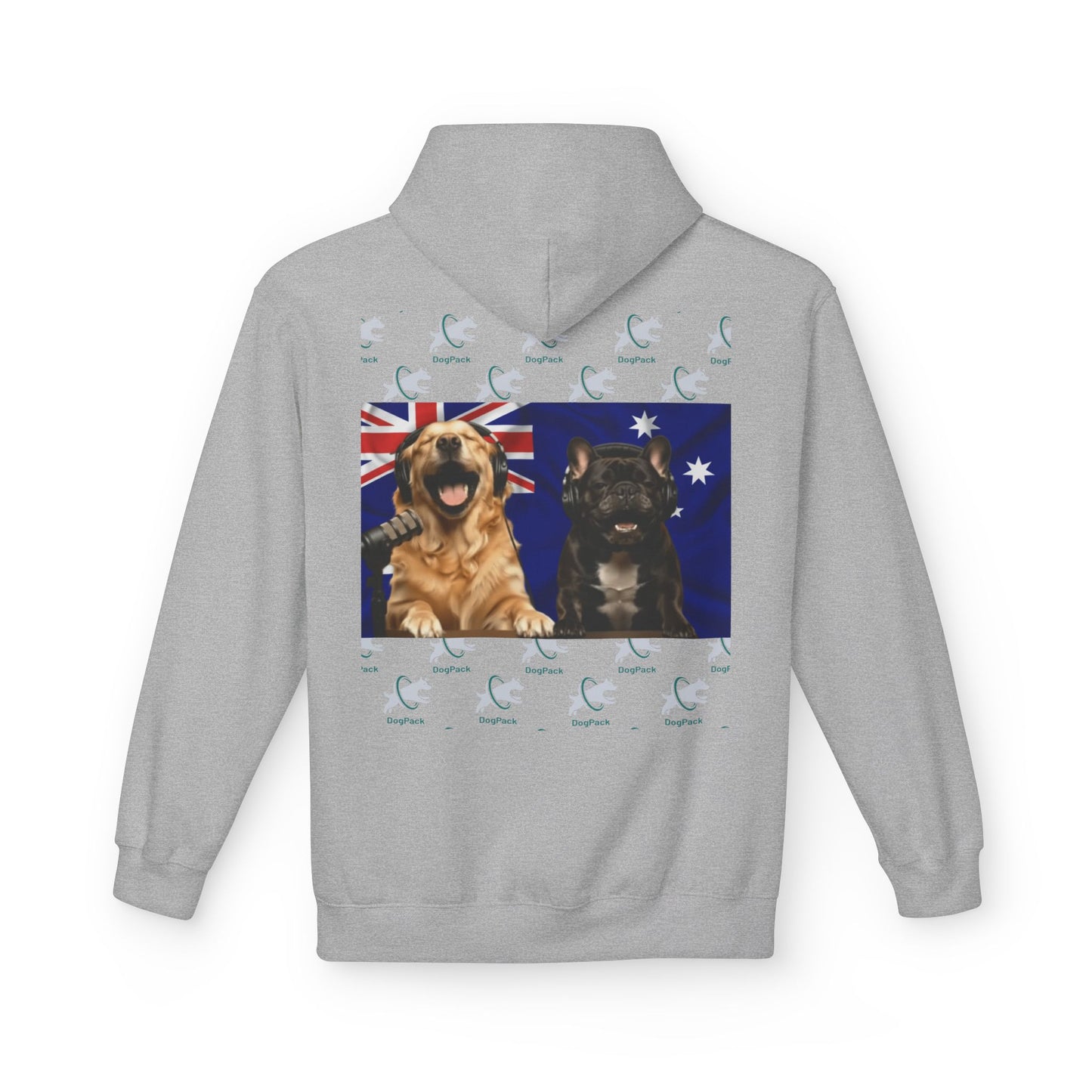 Goldie & Frenchie Repeating Pattern with Australia Flag Hoodie — Front & Back Print - Ships from Australia + New Zealand
