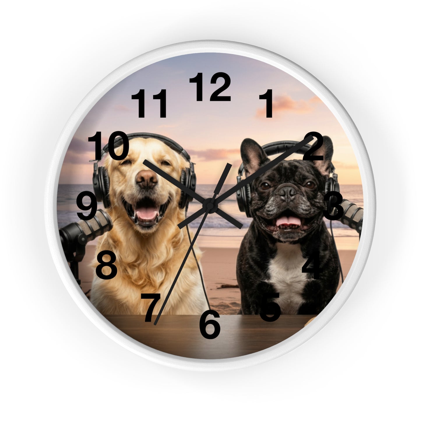 Goldie & Frenchie 'Beach Dogs' Wall Clock