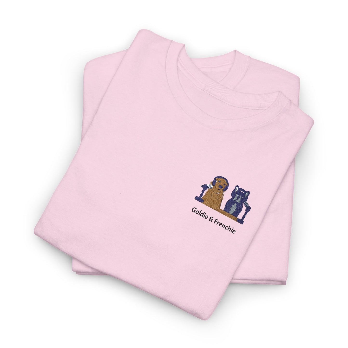 Goldie & Frenchie Embroidered Patch T-Shirt with DogPack Sleeve Logo - Colorway variations #3