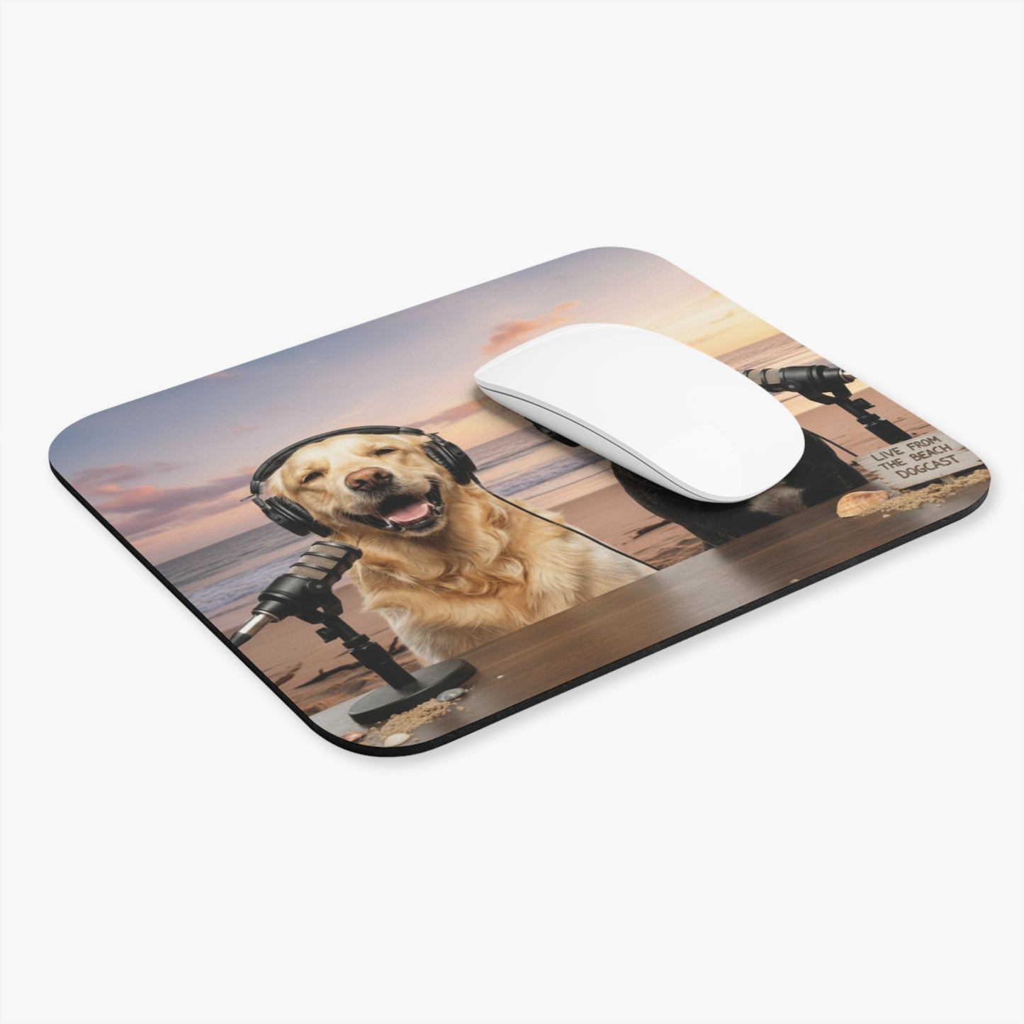 Goldie & Frenchie Working on the Beach Mousepad