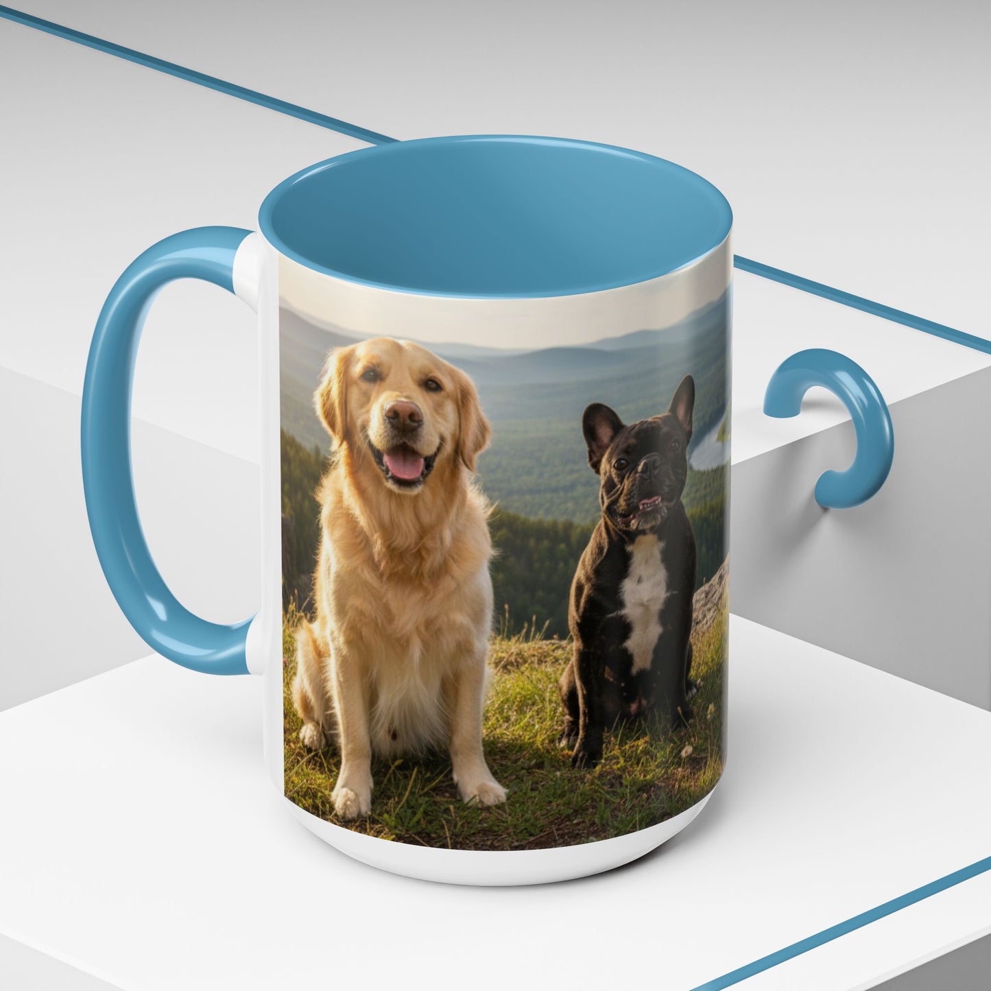 Goldie & Frenchie Take the Day Off Accent Coffee Mug – Out on a Hike (11/15oz)