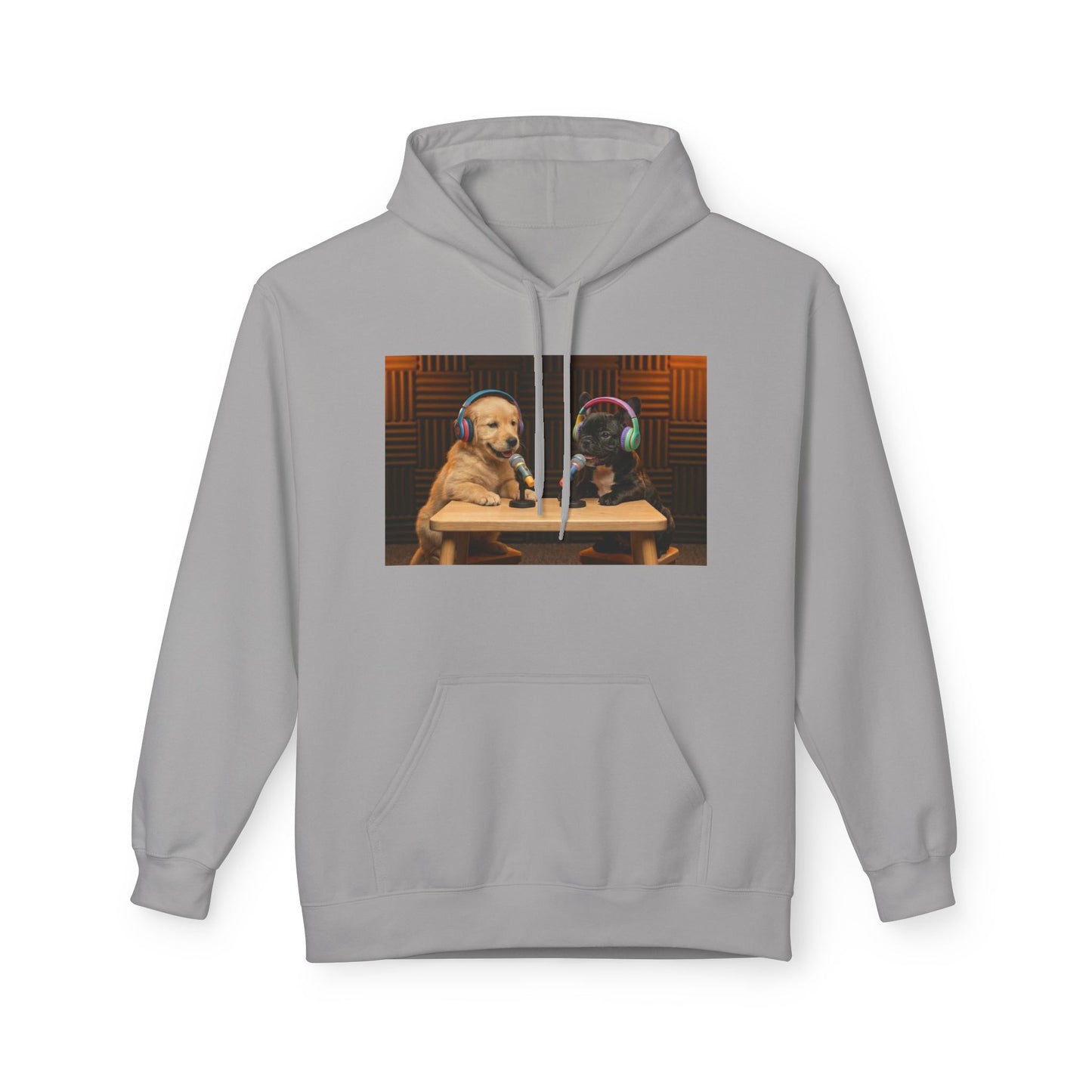 Puppies Goldie & Frenchie Front and Back Print - Soft Style Podcast Hoodie