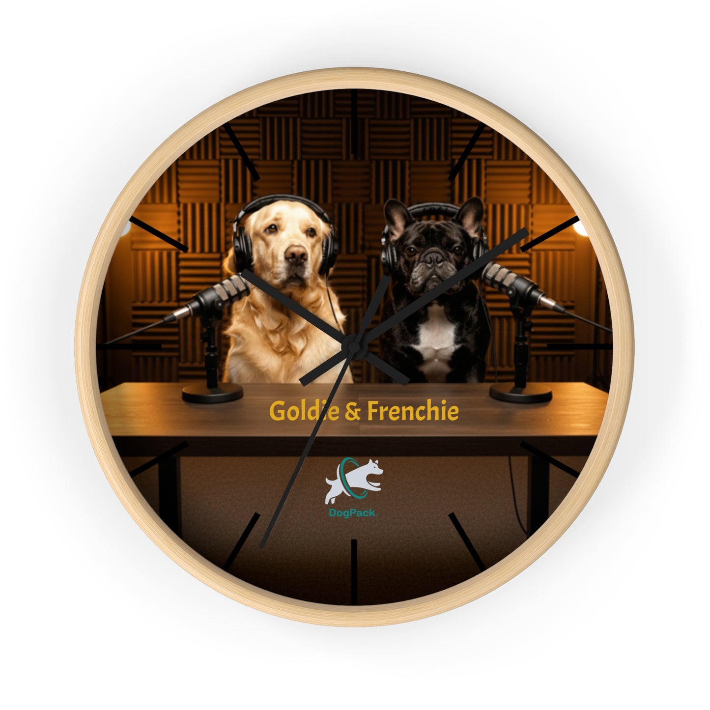 Goldie & Frenchie 'On-Air' Podcast Wall Clock