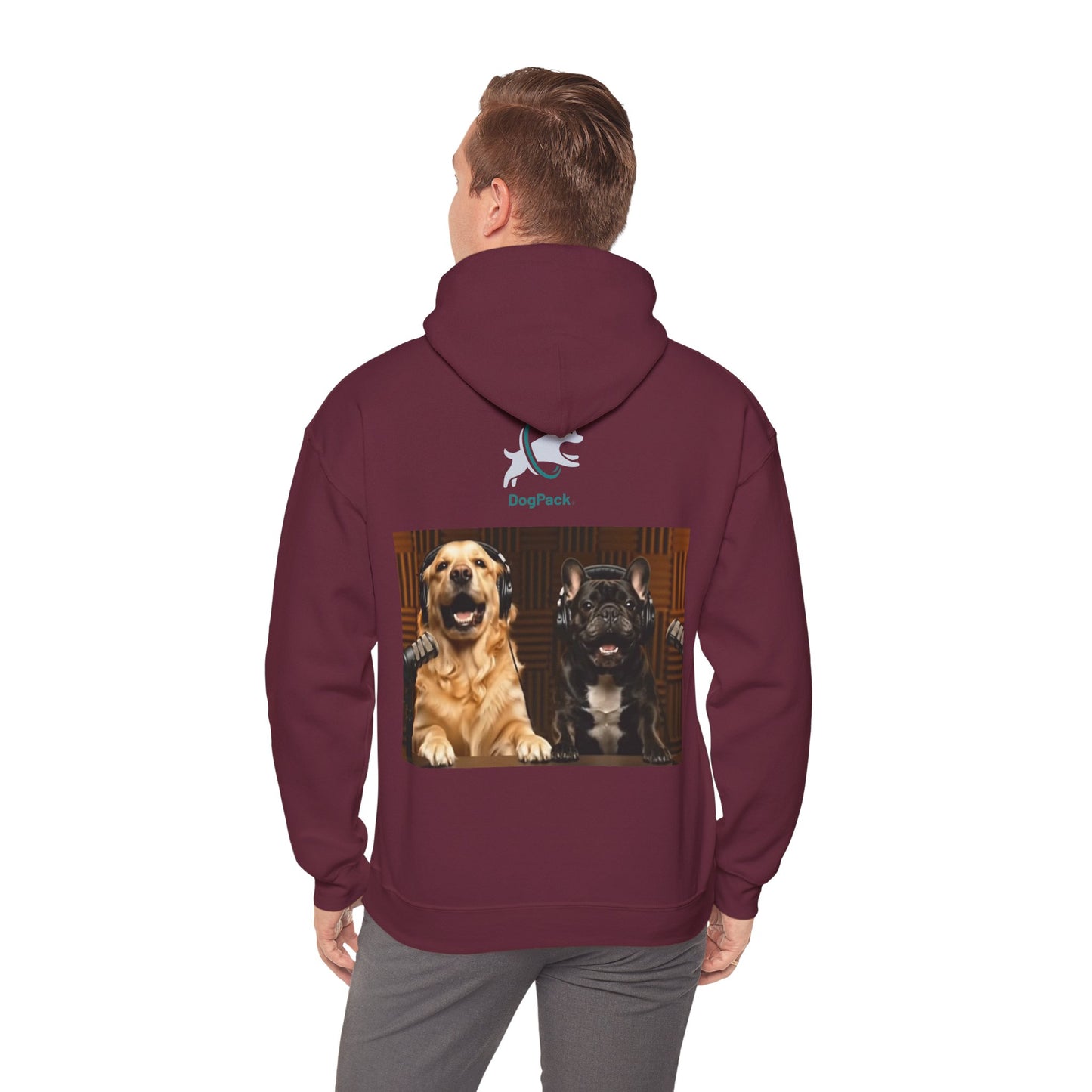 Goldie & Frenchie Dog Podcast with Coffee Mugs Hoodie — Front & Back Print - Ships from United Kingdom