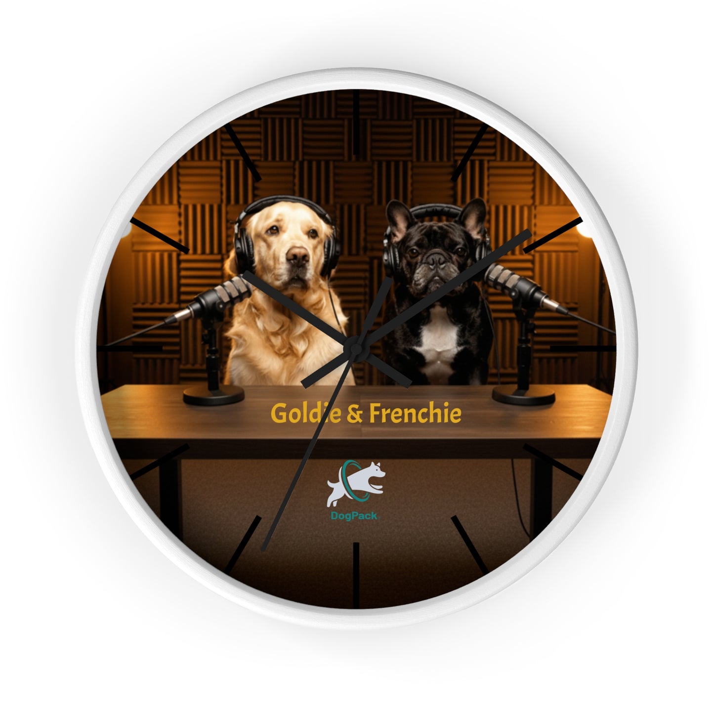 Goldie & Frenchie 'On-Air' Podcast Wall Clock