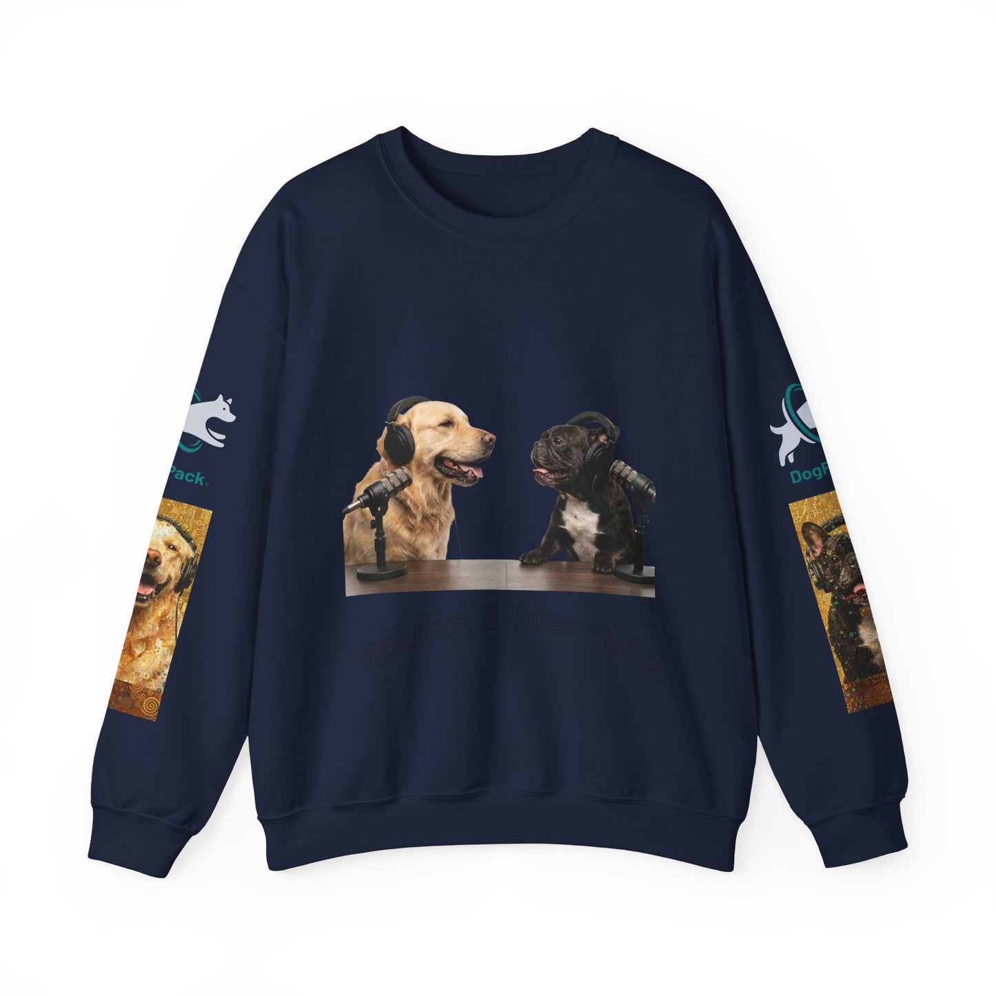 Goldie & Frenchie Chatting Crewneck with Klimt style G&F sleeves