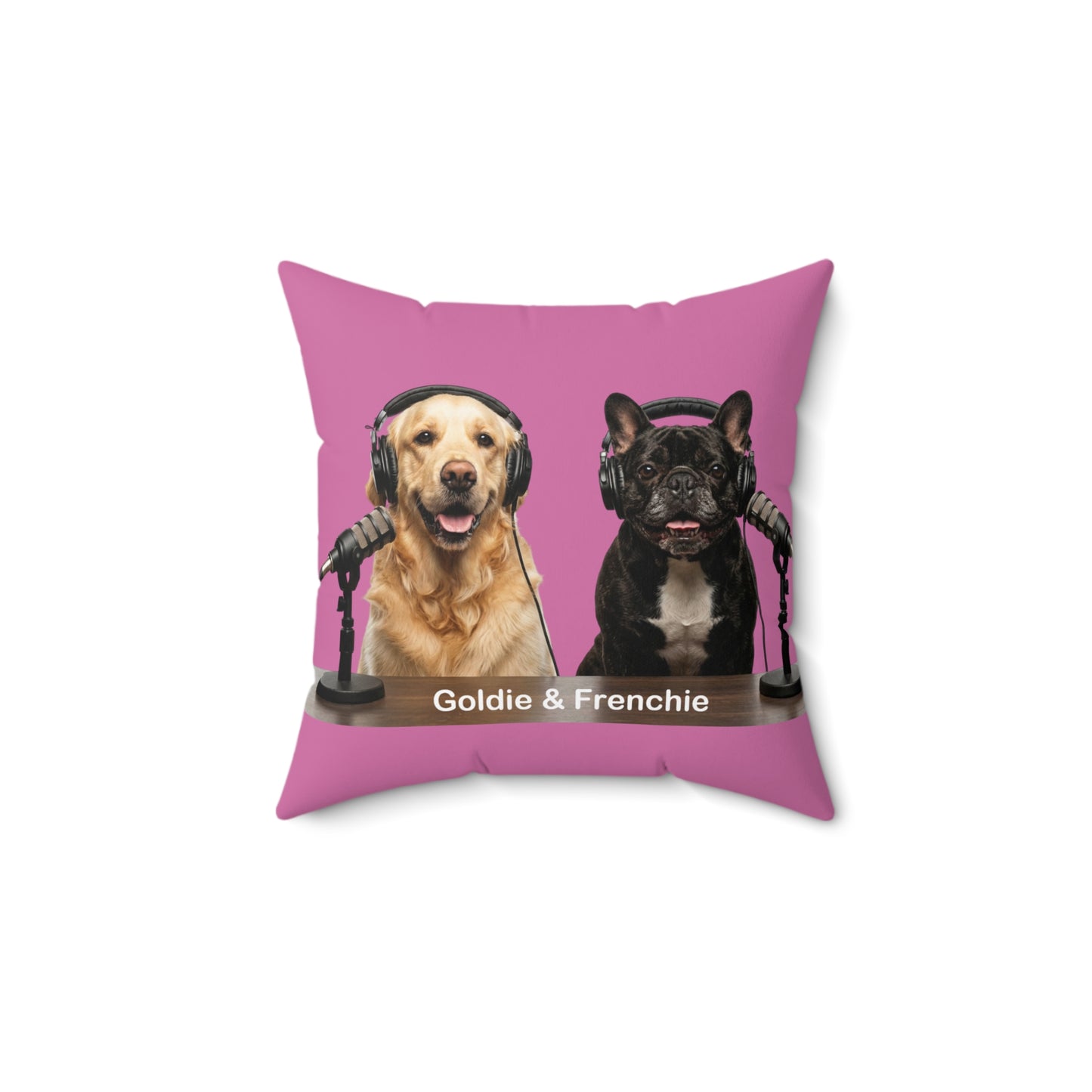 Goldie & Frenchie DogPack Podcast Pillow in Light Pink