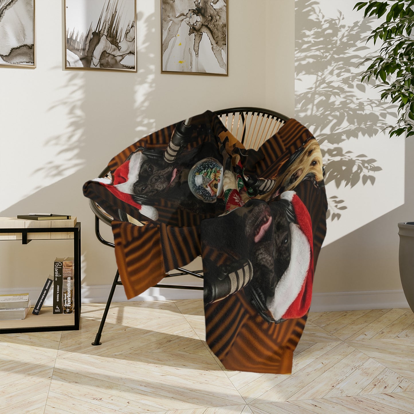 Goldie & Frenchie Velveteen Blanket – Christmas design!