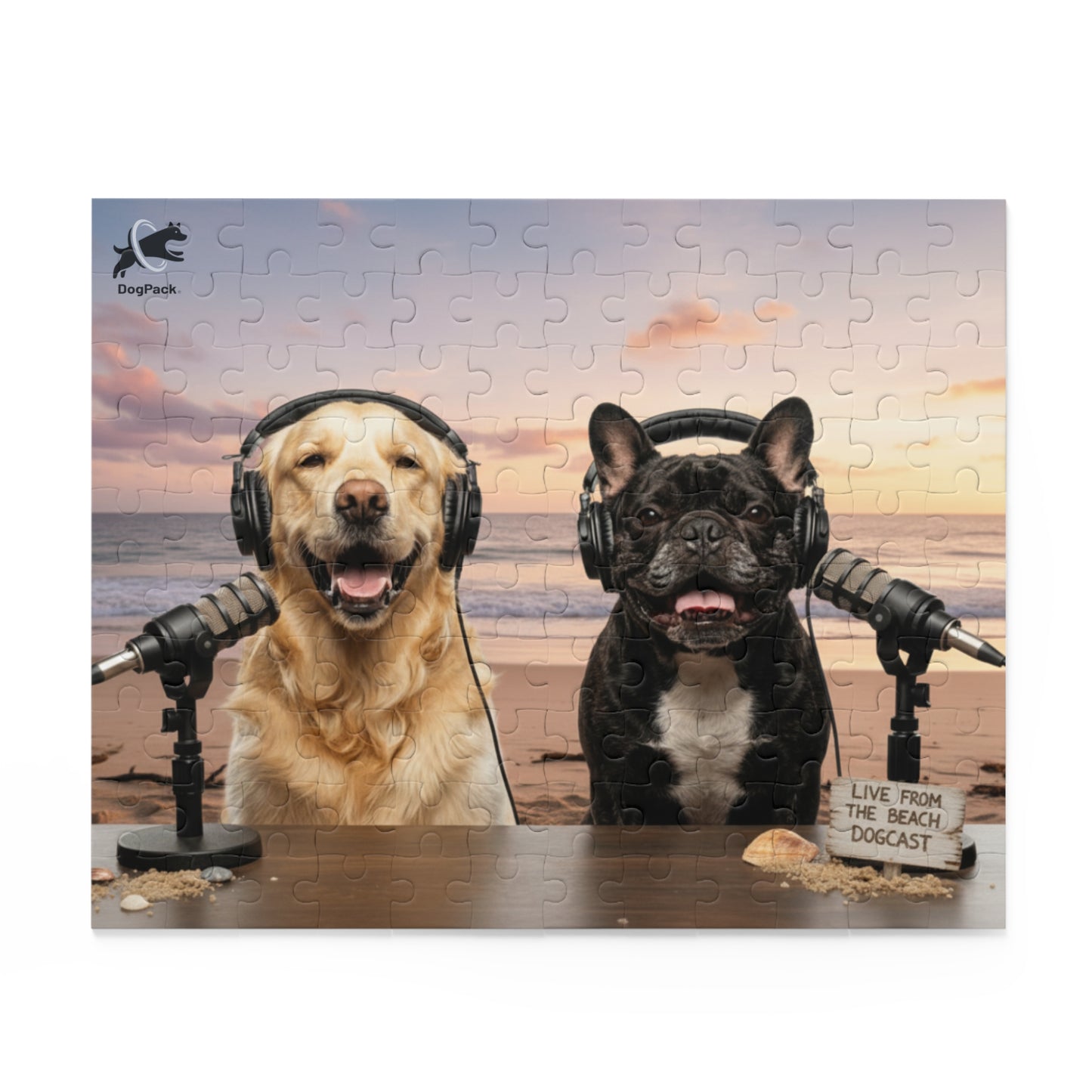 Goldie & Frenchie 'Working on the Beach' Puzzle - 120/252/500 - Piece Jigsaw Puzzle