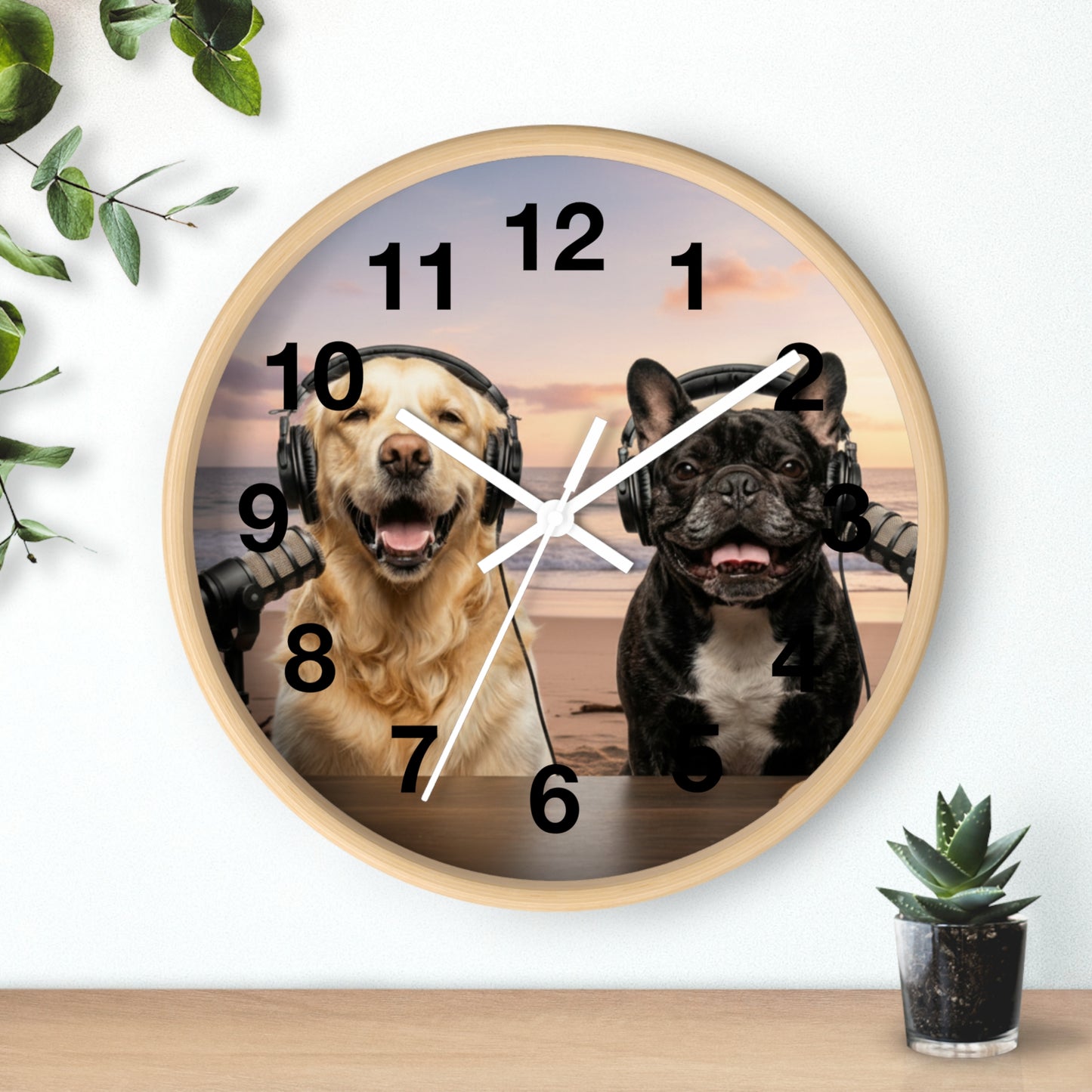 Goldie & Frenchie 'Beach Dogs' Wall Clock