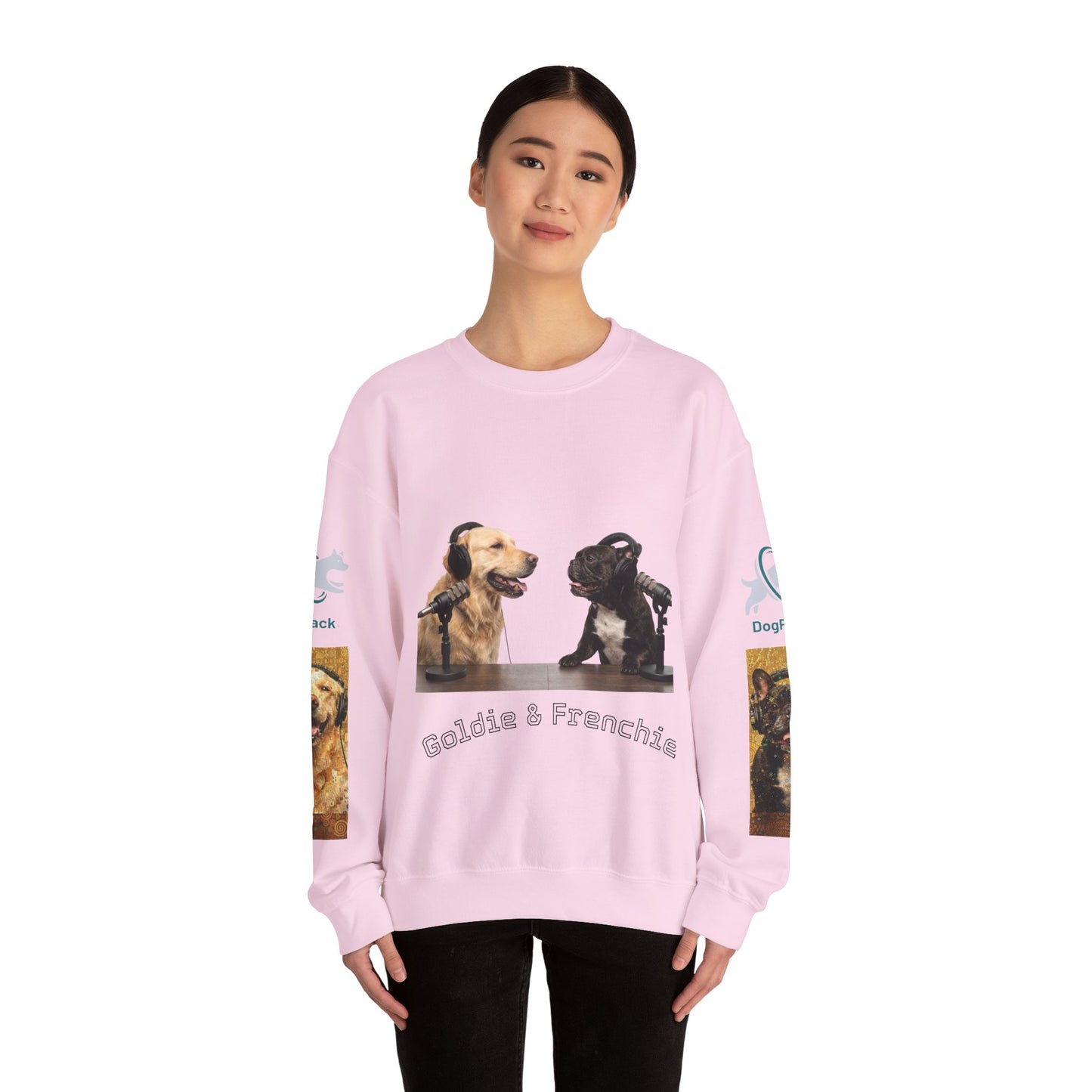 Goldie & Frenchie Chatting Crewneck with Klimt style G&F sleeves