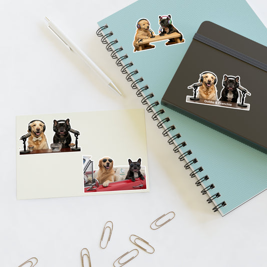 Goldie & Frenchie — Sheet of 4 Popular Stickers , Fancy, Puppies, Classic, Driving