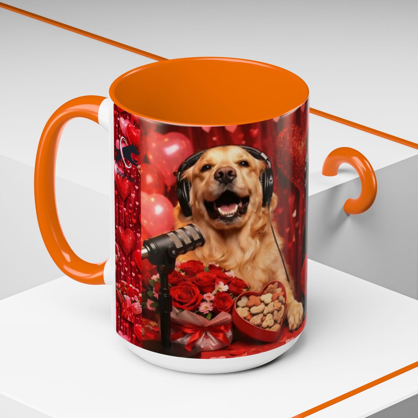 Goldie & Frenchie 'Valentines Day' Accent Coffee Mug – Choose your Color Interior (11/15oz)