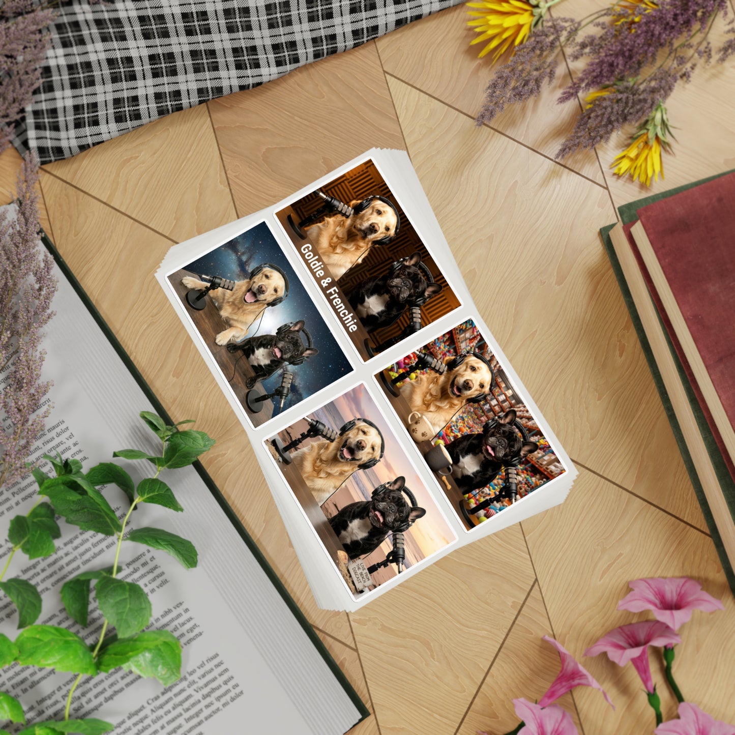 Goldie & Frenchie Sticker Sheet 40 Pack — 10 sheets of 4 stickers per sheet - Best Selling Designs