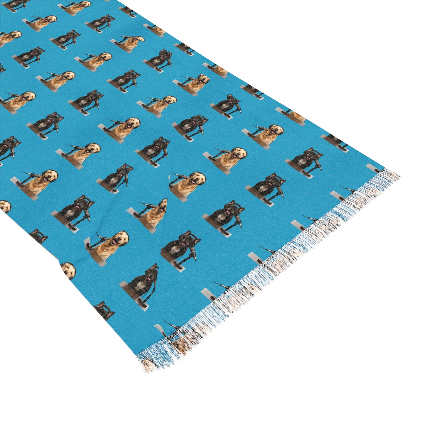 Goldie & Frenchie Lightweight Pattern Scarf in Turquoise— Perfect for All Seasons