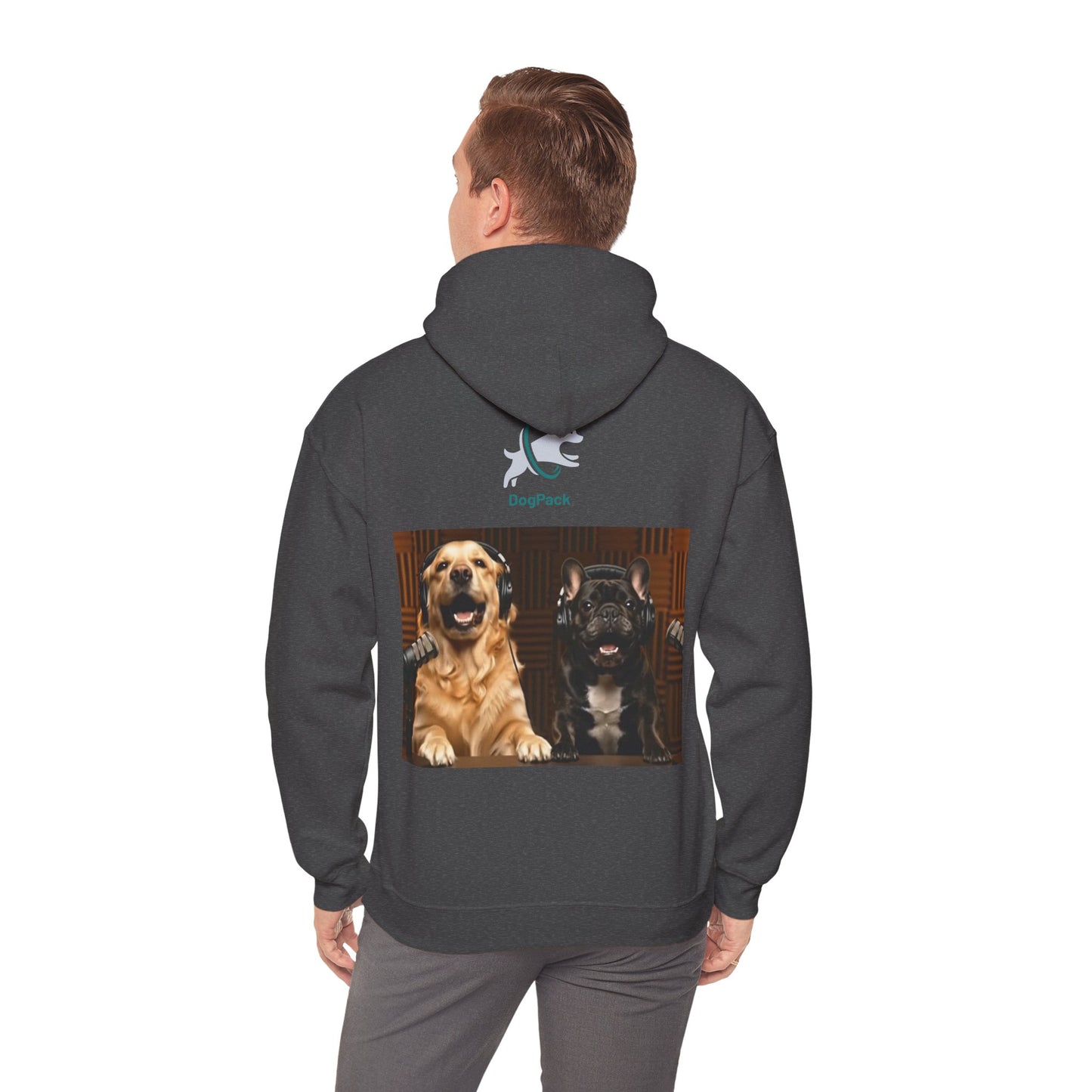 Goldie & Frenchie Dog Podcast with Coffee Mugs Hoodie — Front & Back Print - Ships from United Kingdom