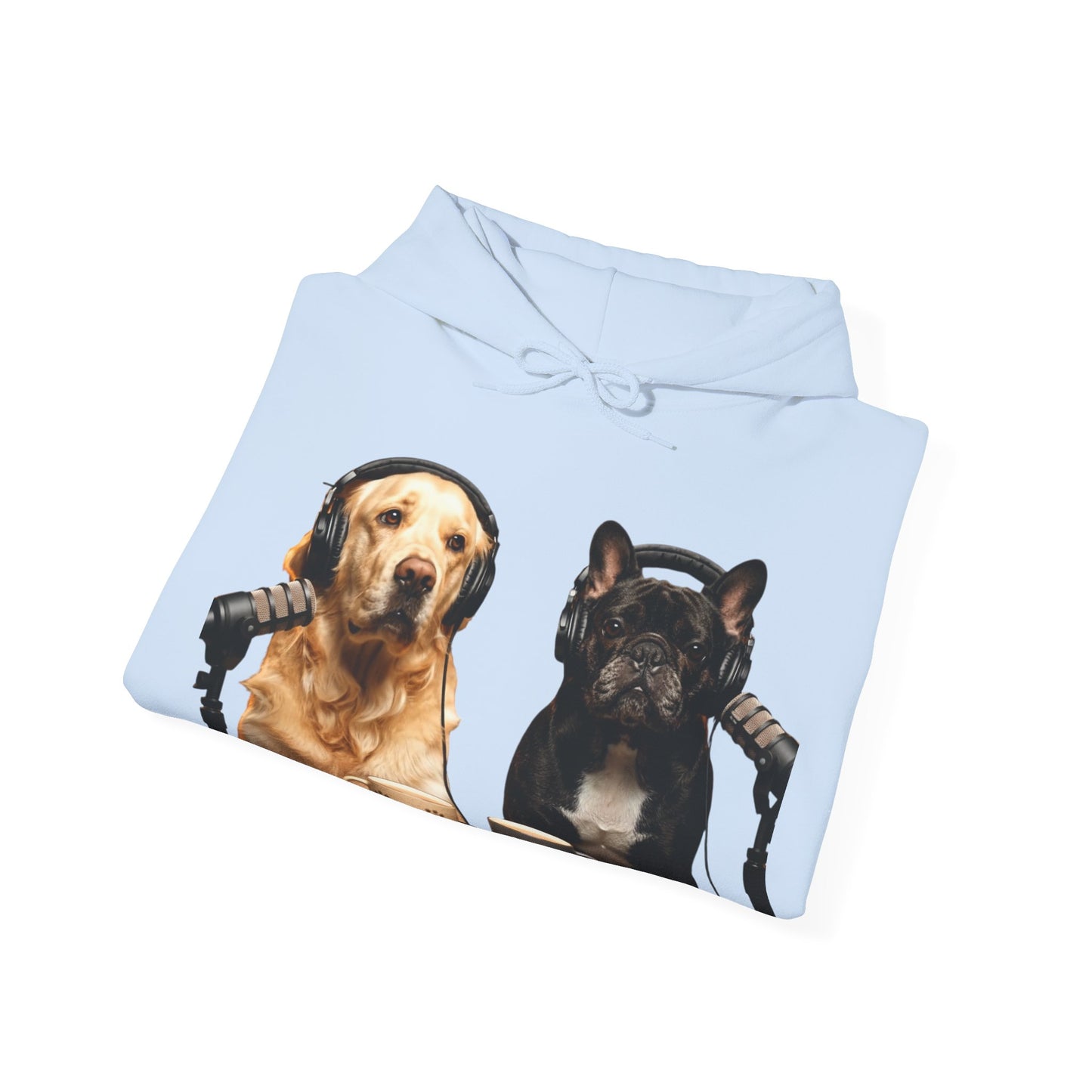 Goldie & Frenchie Dog Podcast with Coffee Mugs Hoodie — Front & Back Print - Ships from United Kingdom