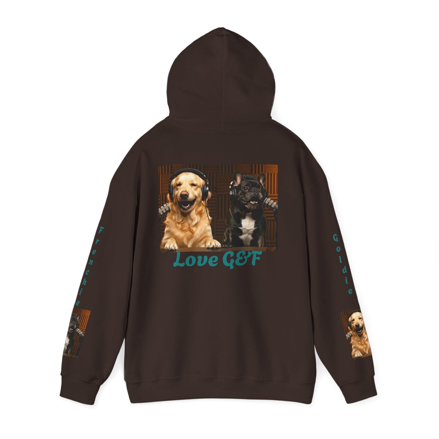 Goldie & Frenchie Hoodie — "Love G&F" Back and Front