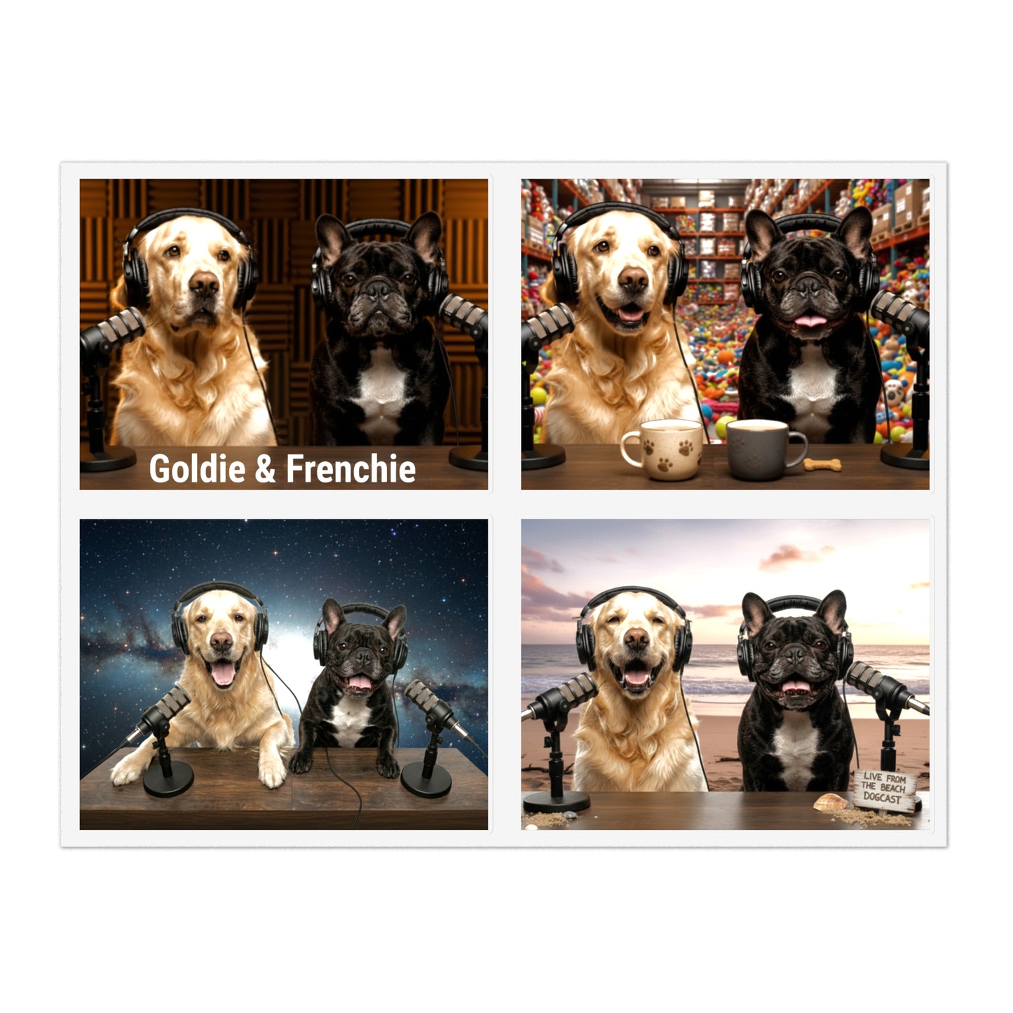 Goldie & Frenchie Sticker Sheet 40 Pack — 10 sheets of 4 stickers per sheet - Best Selling Designs