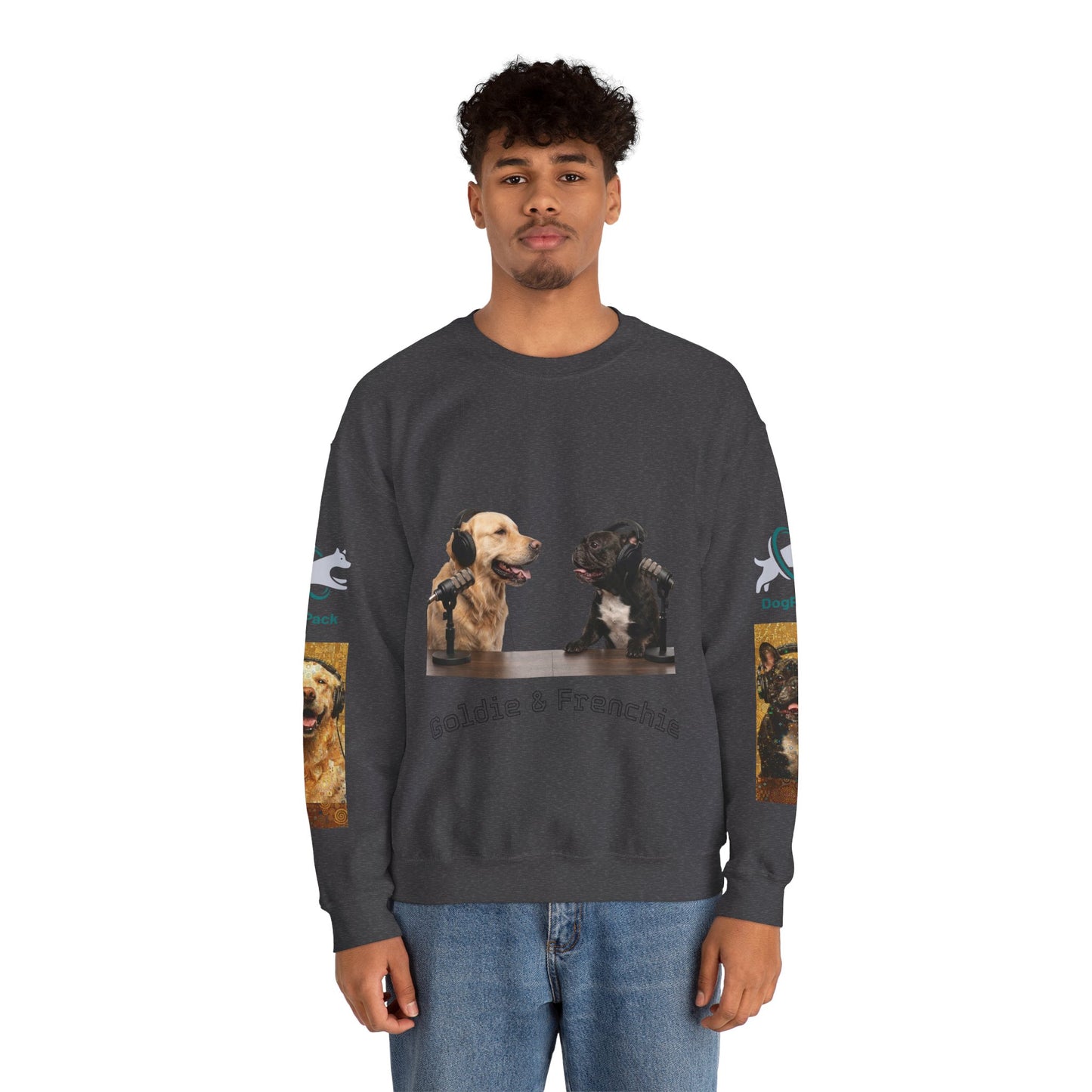 Goldie & Frenchie Chatting Crewneck with Klimt style G&F sleeves