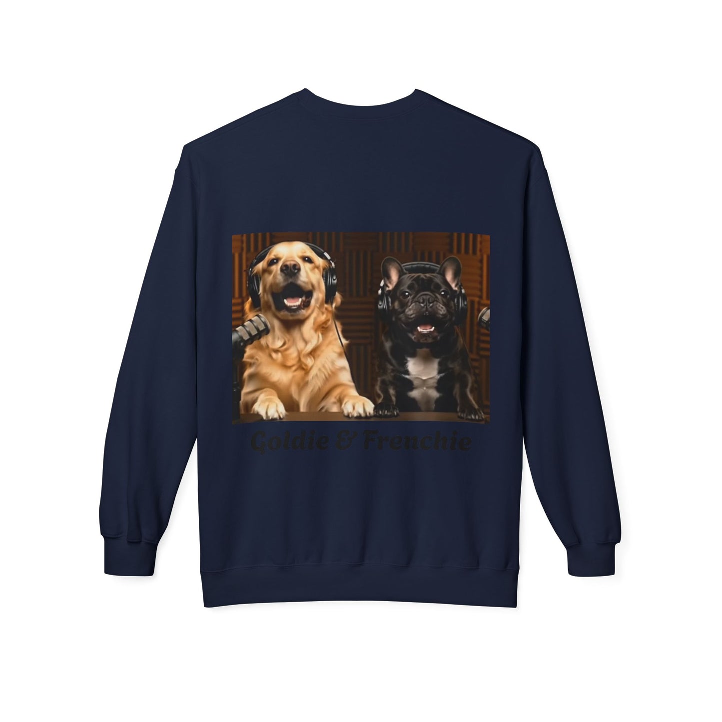 Goldie & Frenchie Laughing Behind Your Back Softstyle Crewneck with DogPack Logo