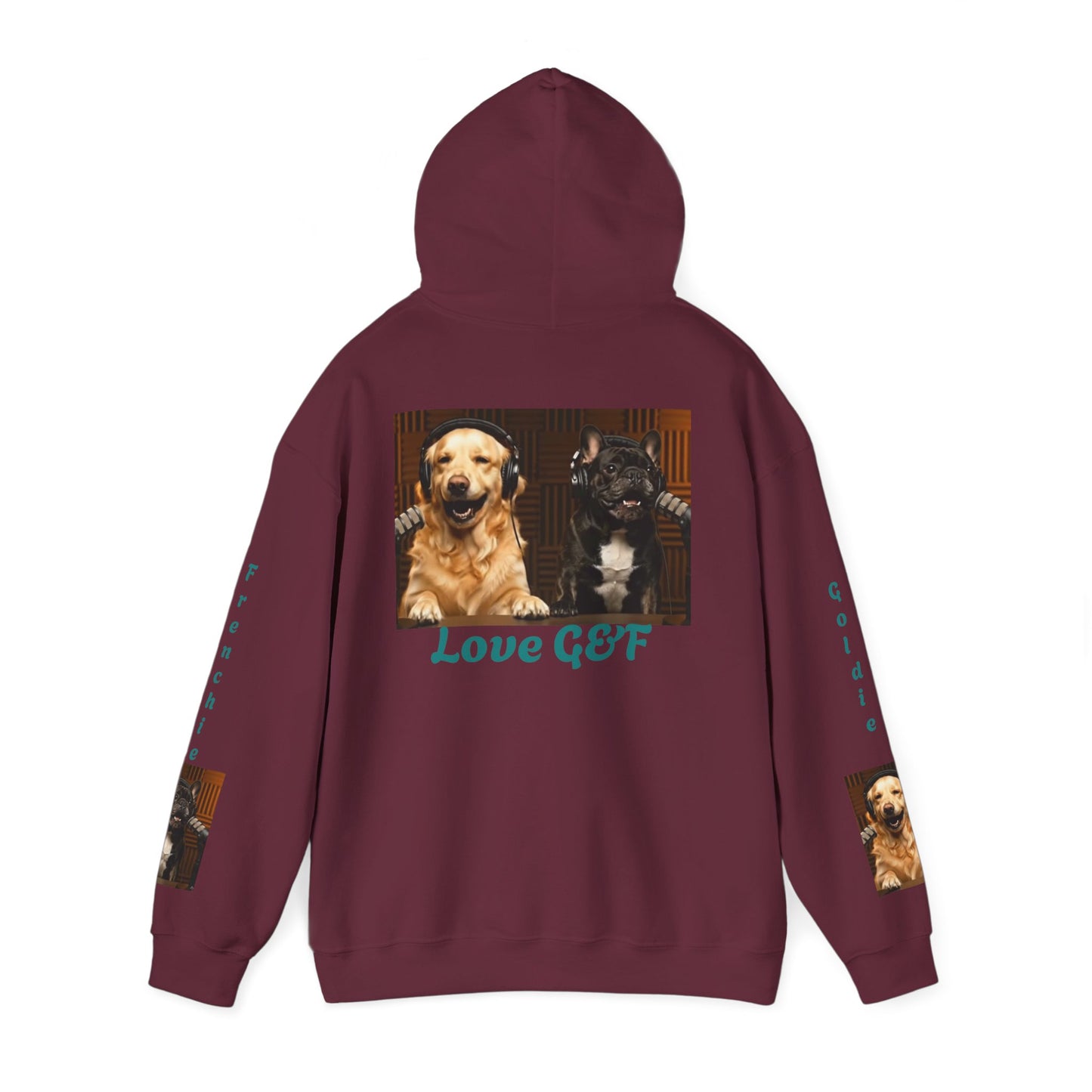 Goldie & Frenchie Hoodie — "Love G&F" Back and Front