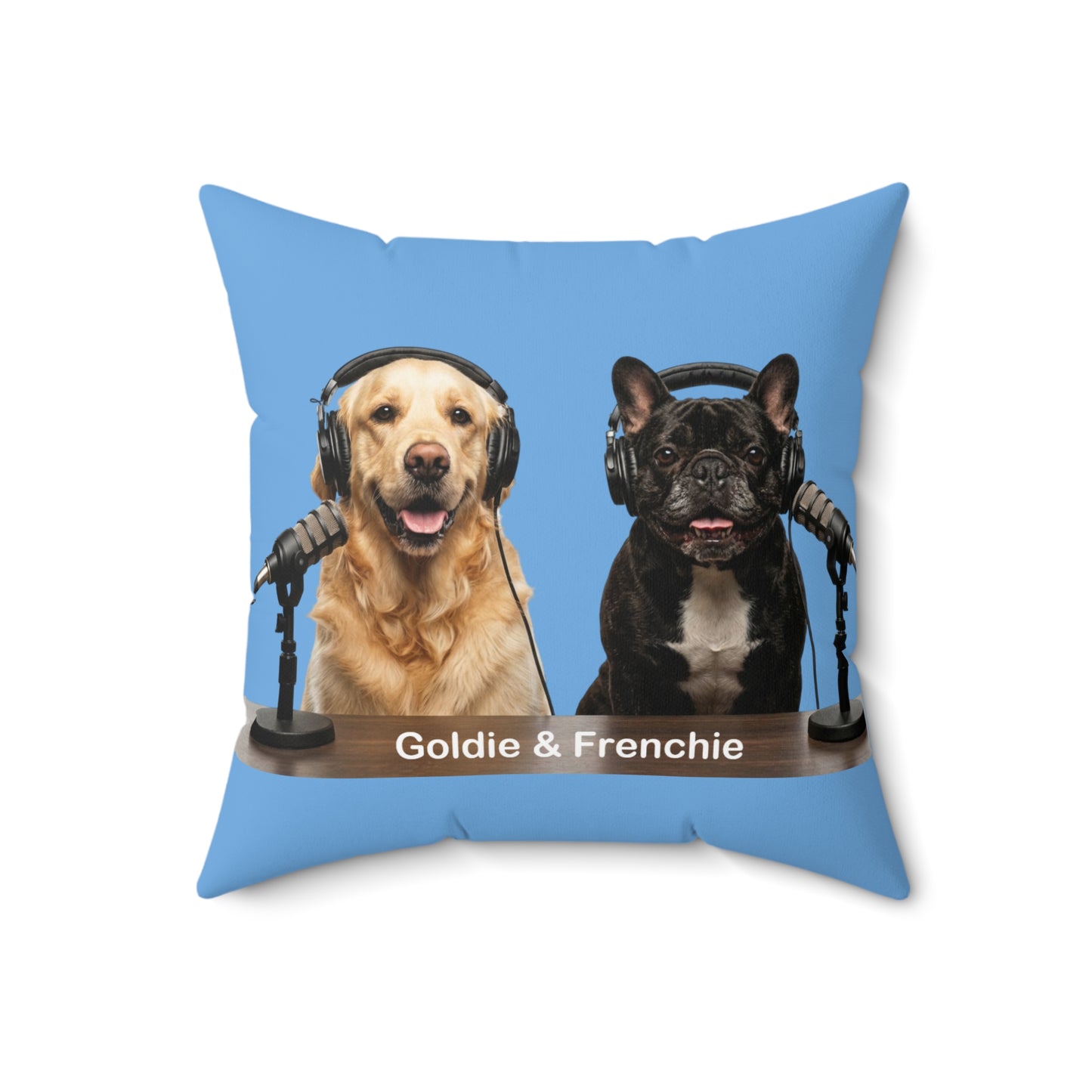 Goldie & Frenchie DogPack Podcast Pillow in Light Blue