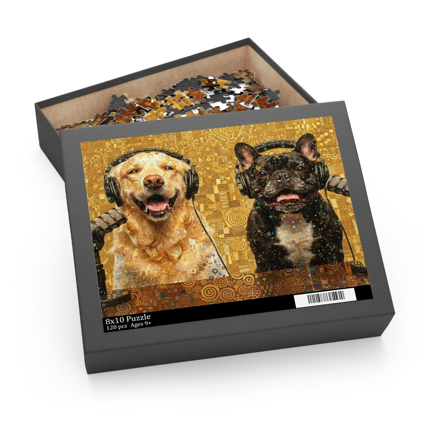 Goldie & Frenchie Klimt Inspired Puzzle — 120/252/500‑Piece Jigsaw