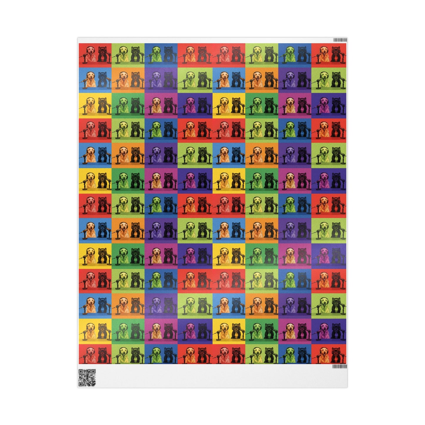 Goldie & Frenchie Pop Art Wrapping Paper Roll — Colorful Warhol Inspired Gift Wrap