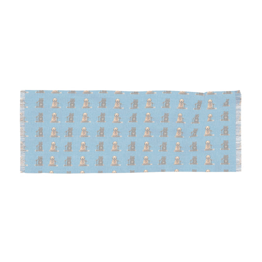 Goldie & Frenchie Lightweight Pattern Scarf in Turquoise— Perfect for All Seasons