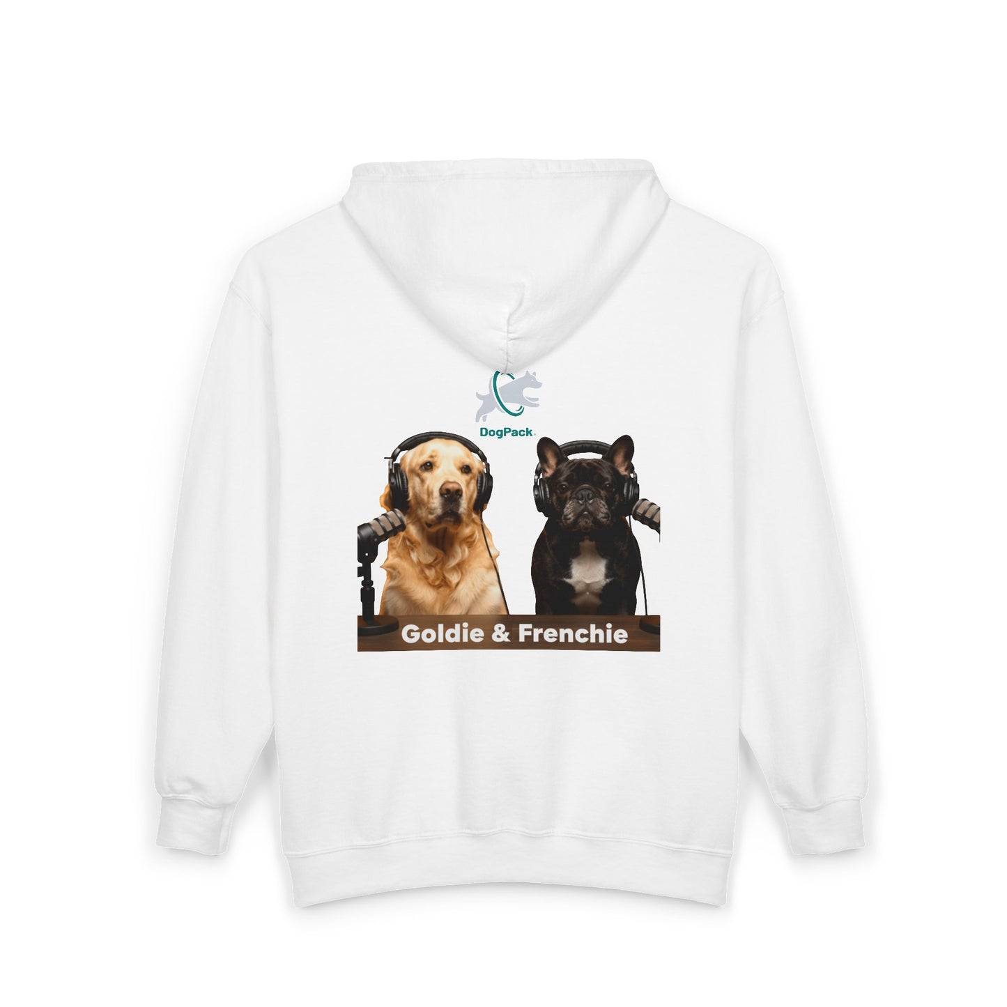 Goldie & Frenchie Podcast Full-Zip Hoodie - Front and Back - Ships from Australia + New Zealand