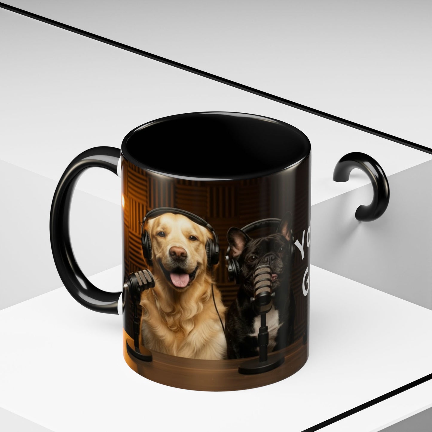 Goldie & Frenchie Custom Accent Coffee Mug – Choose your Color Interior and Send in your Pic (11/15oz)