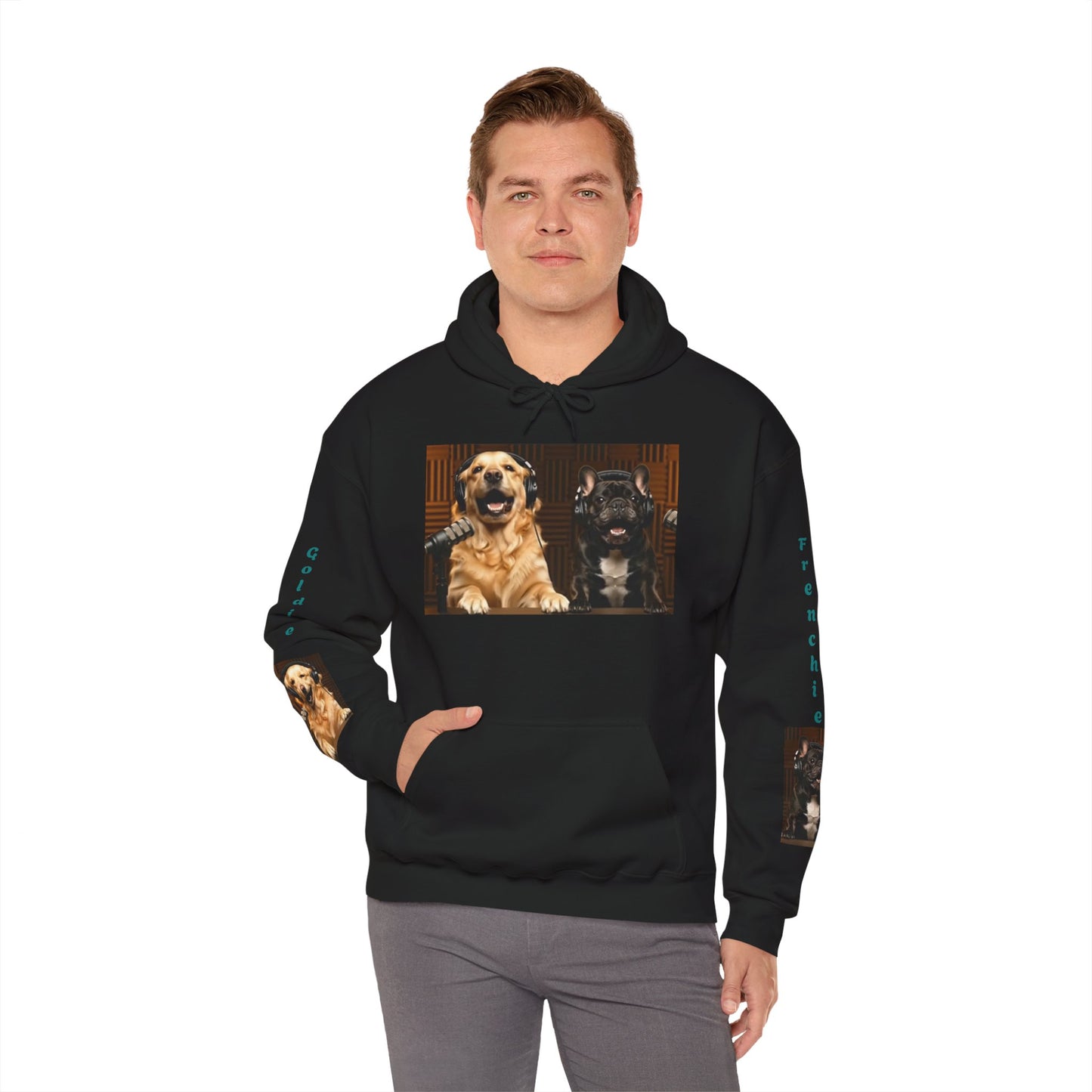 Goldie & Frenchie Hoodie — "Love G&F" Back and Front