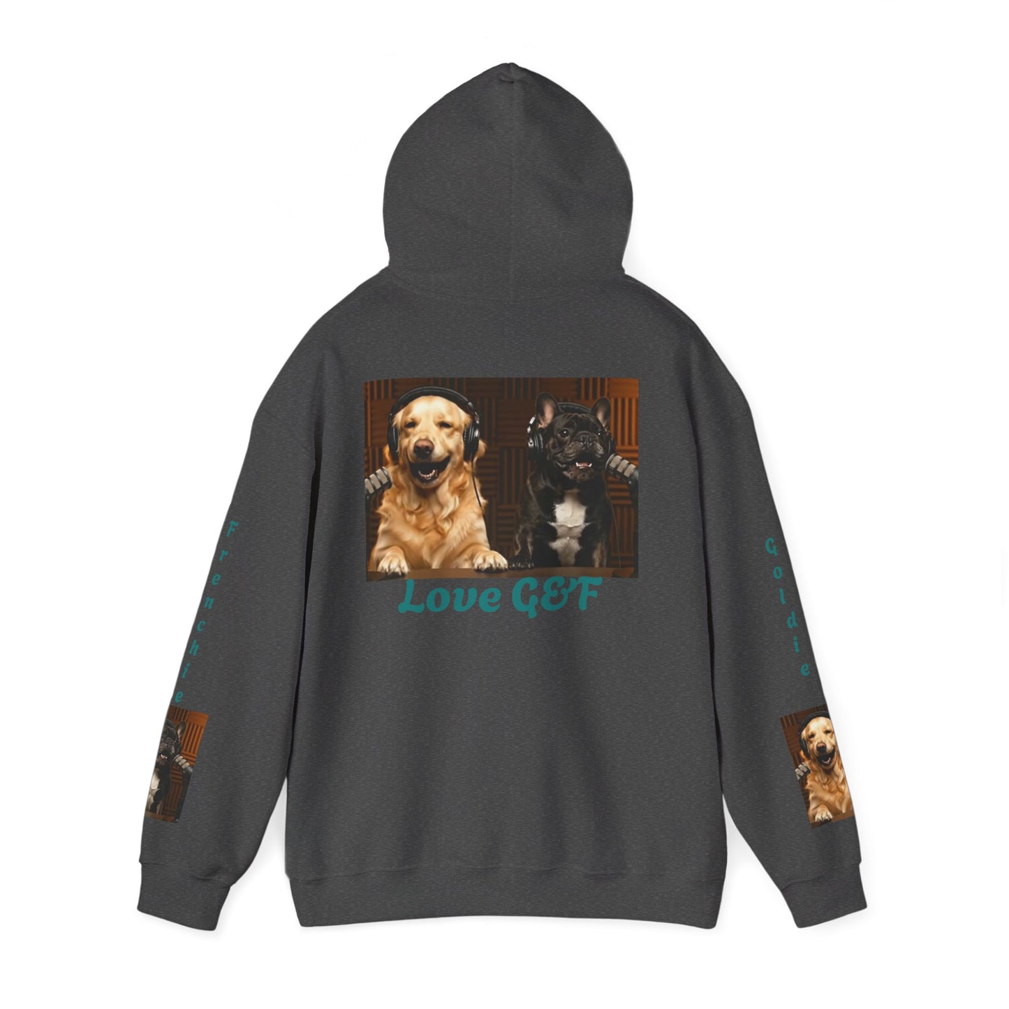 Goldie & Frenchie Hoodie — "Love G&F" Back and Front