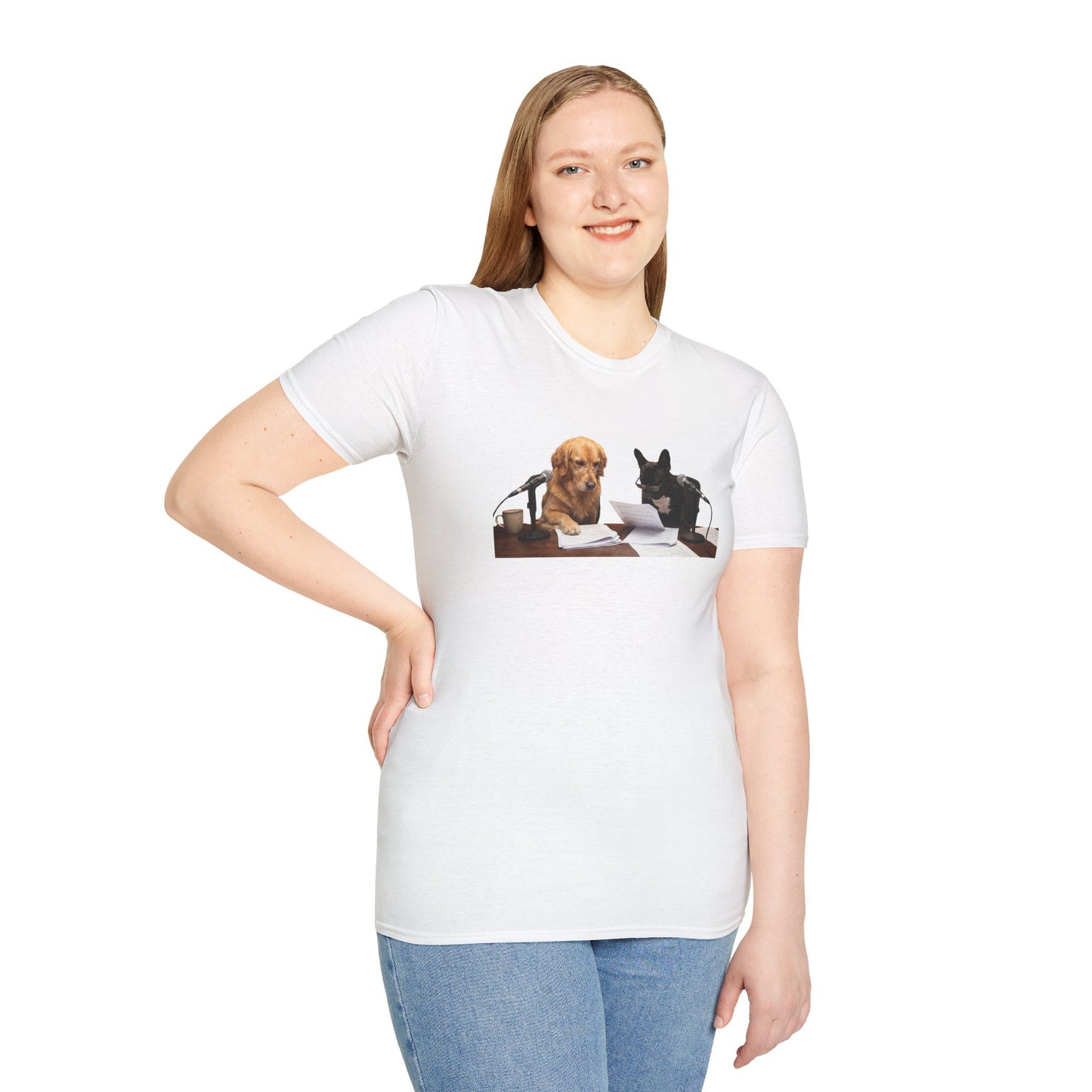 Goldie & Frenchie 'Reading over the Script' Graphic Softstyle T-Shirt - Unisex