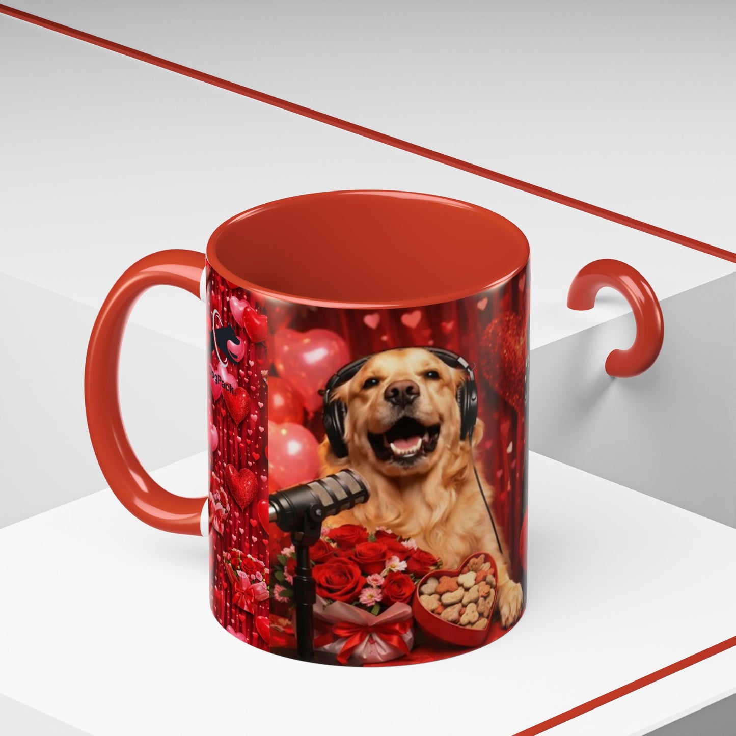 Goldie & Frenchie 'Valentines Day' Accent Coffee Mug – Choose your Color Interior (11/15oz)