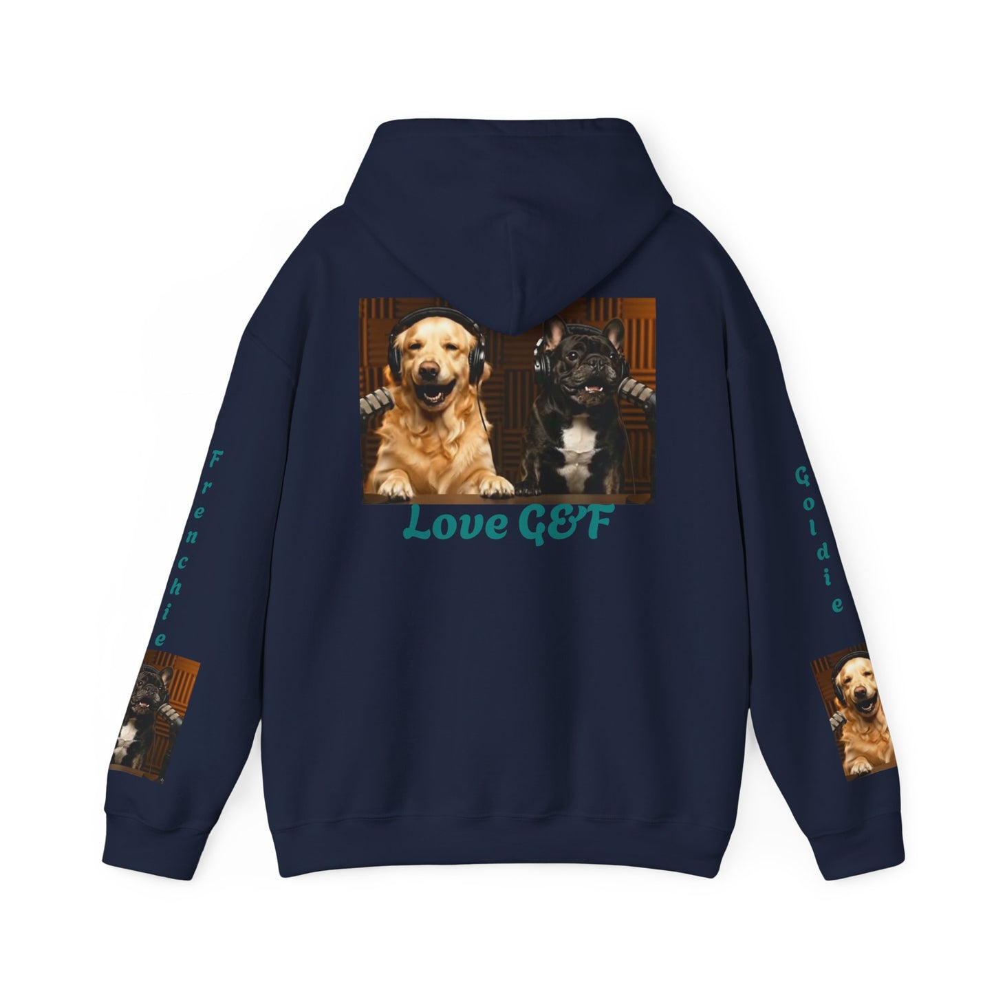 Goldie & Frenchie Hoodie — "Love G&F" Back and Front