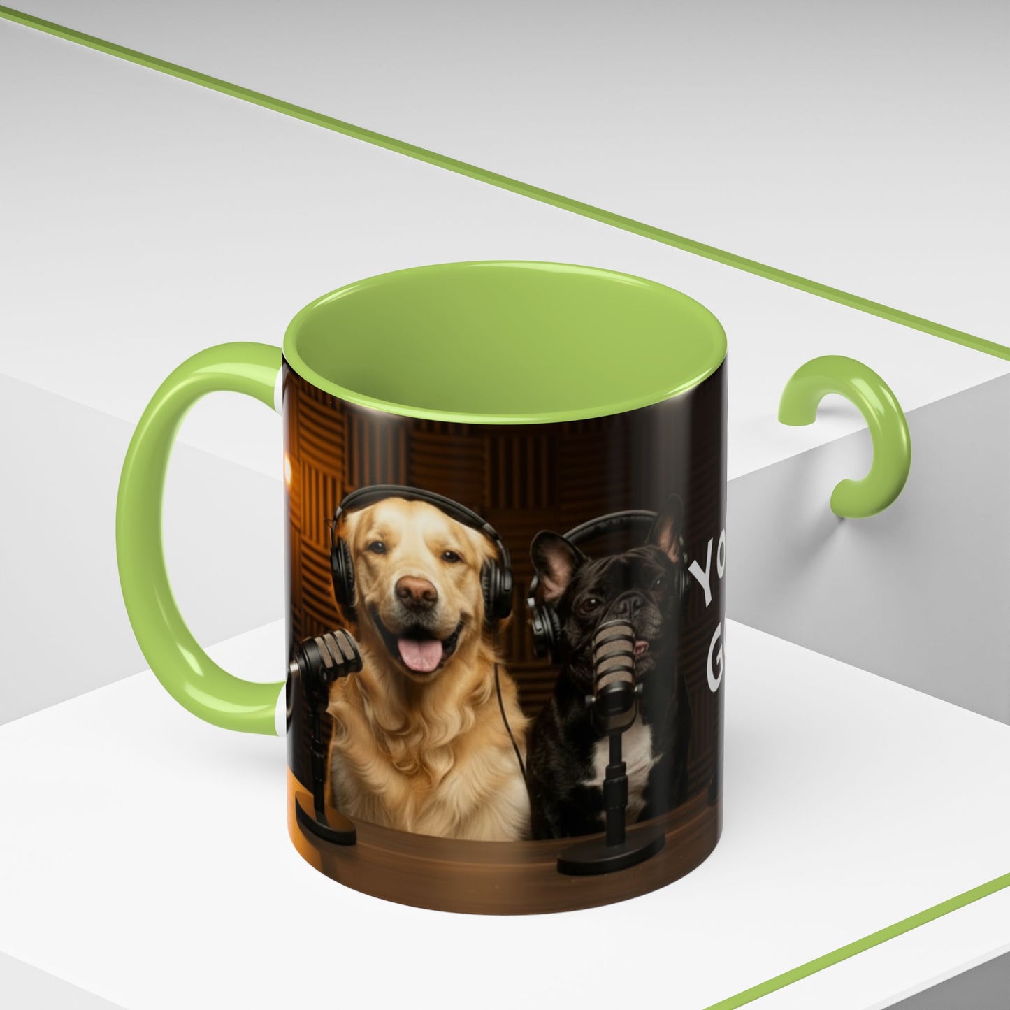 Goldie & Frenchie Custom Accent Coffee Mug – Choose your Color Interior and Send in your Pic (11/15oz)